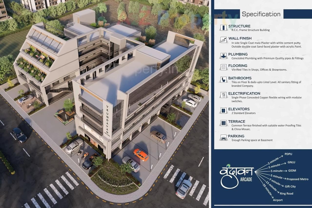3D Elevation of real estate project Vrundavan Arcade located at Gandhinagar, Gandhinagar, Gujarat
