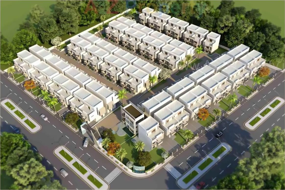 3D Elevation of real estate project Vrundavan Bunglows located at Nana-chiloda, Gandhinagar, Gujarat
