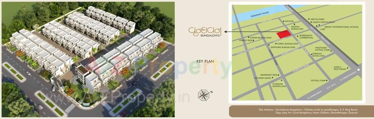 Layout of real estate project Vrundavan Bunglows located at Nana-chiloda, Gandhinagar, Gujarat