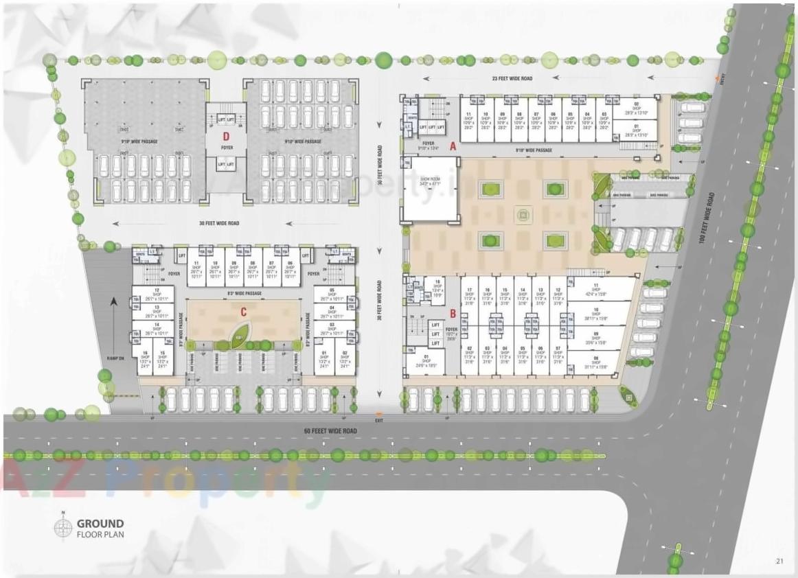 Layout of real estate project Vrundavan Trade Center located at Kudasan, Gandhinagar, Gujarat