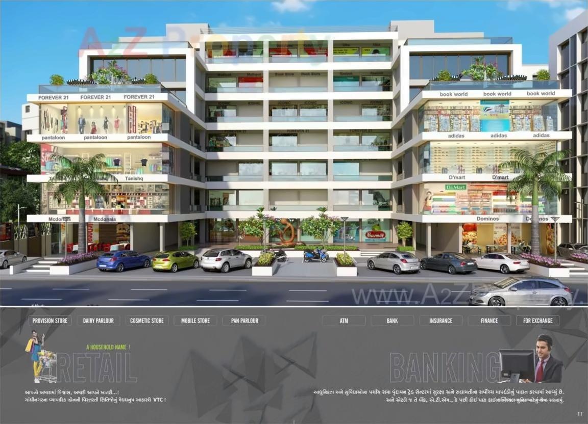 3D Elevation of real estate project Vrundavan Trade Center located at Kudasan, Gandhinagar, Gujarat