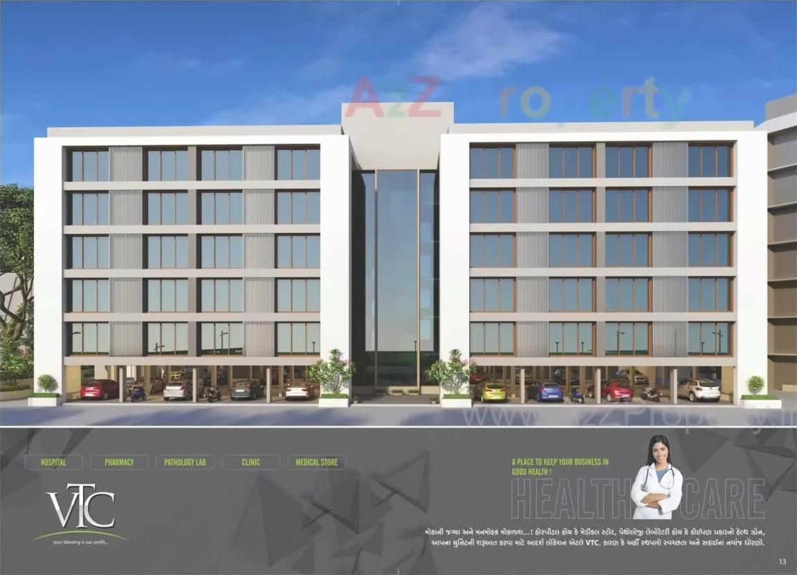 3D Elevation of real estate project Vrundavan Trade Center located at Kudasan, Gandhinagar, Gujarat