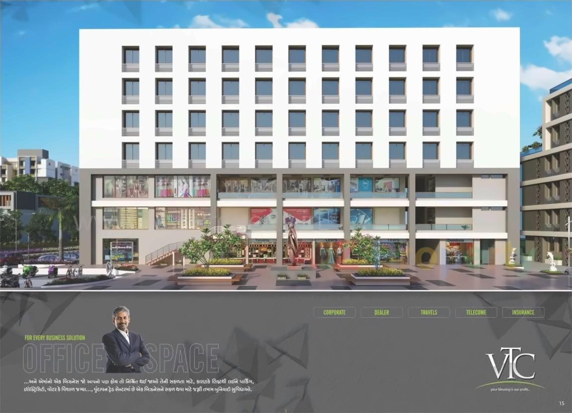3D Elevation of real estate project Vrundavan Trade Center located at Kudasan, Gandhinagar, Gujarat