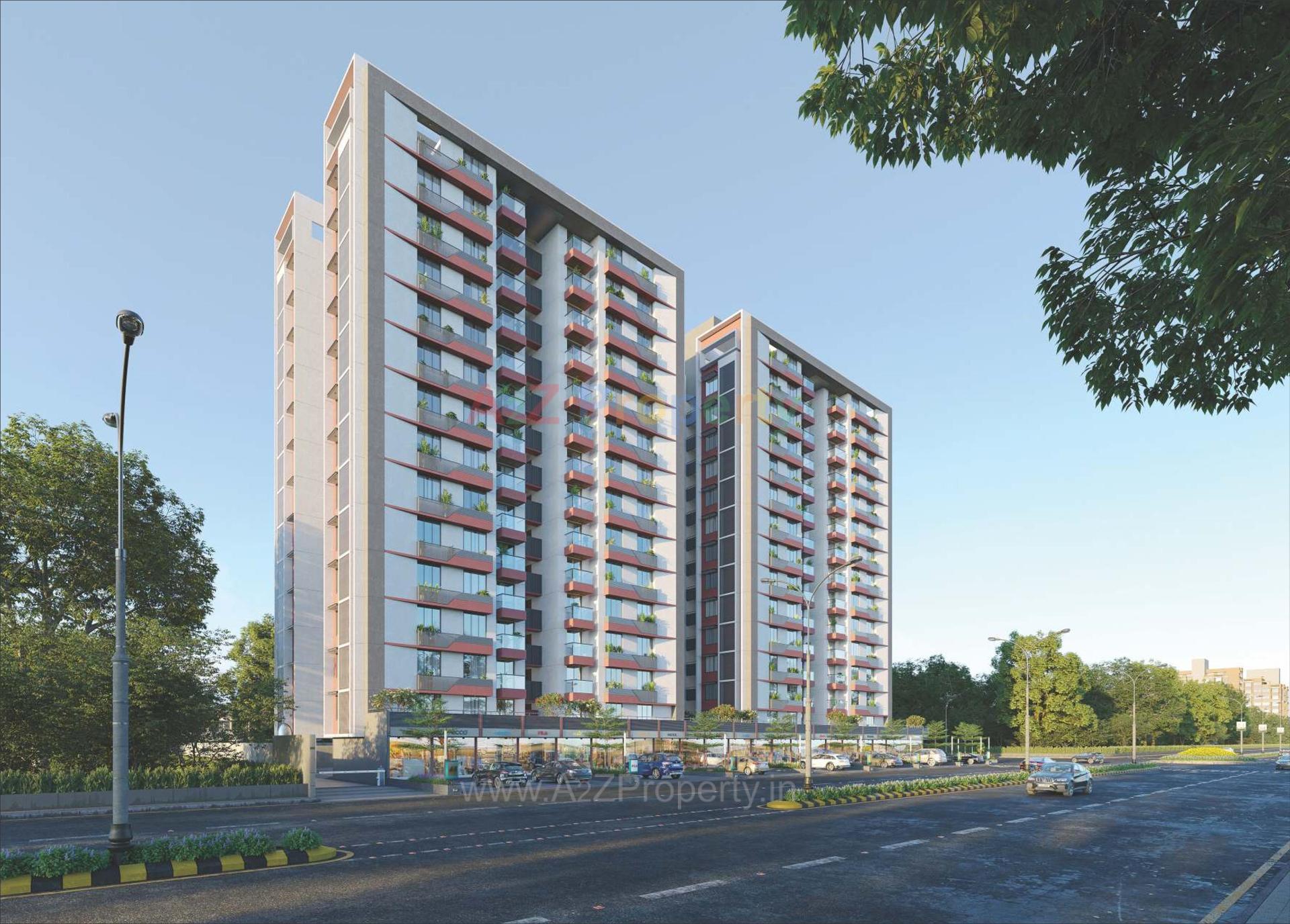 3D Elevation of real estate project Woods Ville located at Sargasan, Gandhinagar, Gujarat