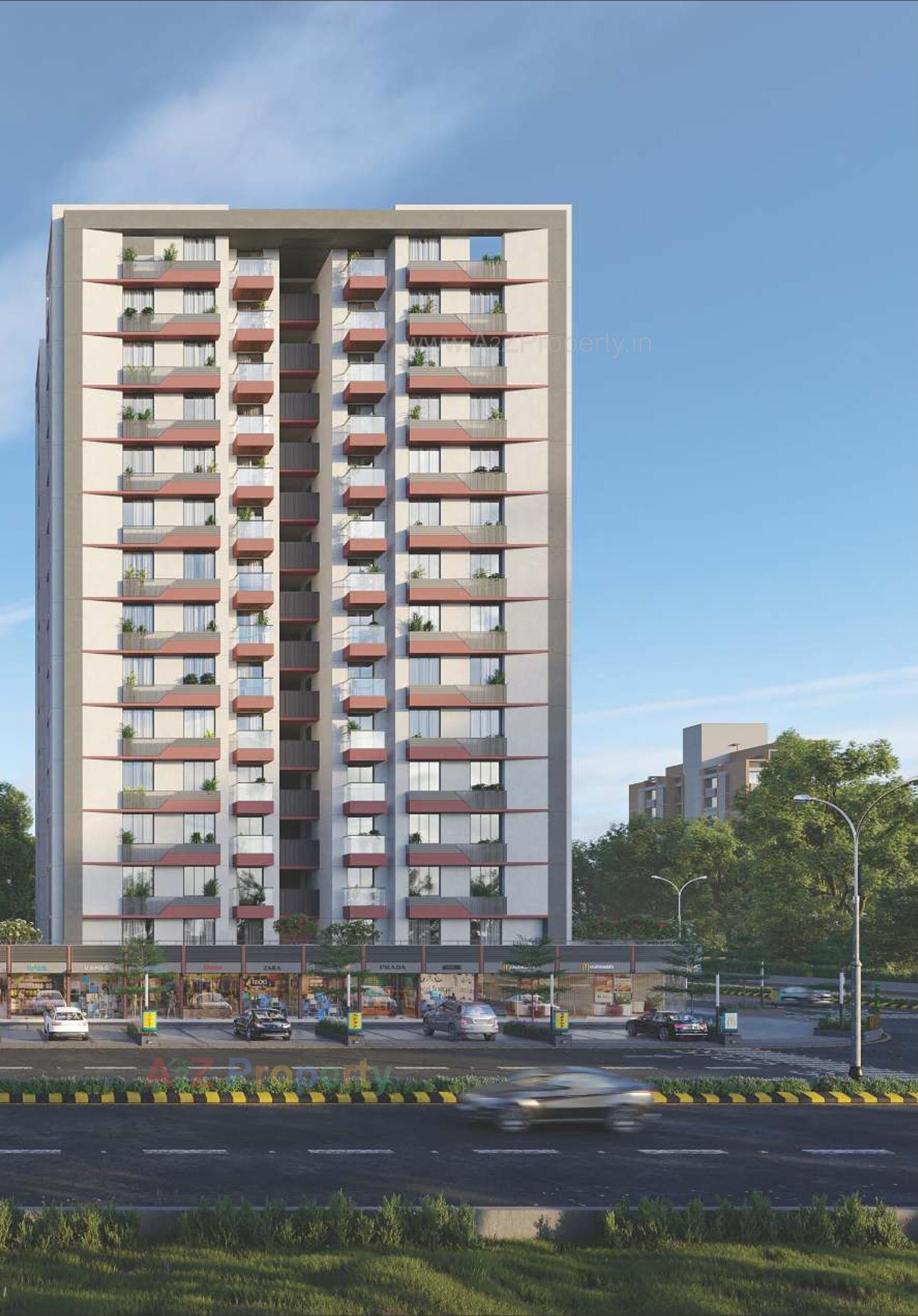 3D Elevation of real estate project Woods Ville located at Sargasan, Gandhinagar, Gujarat