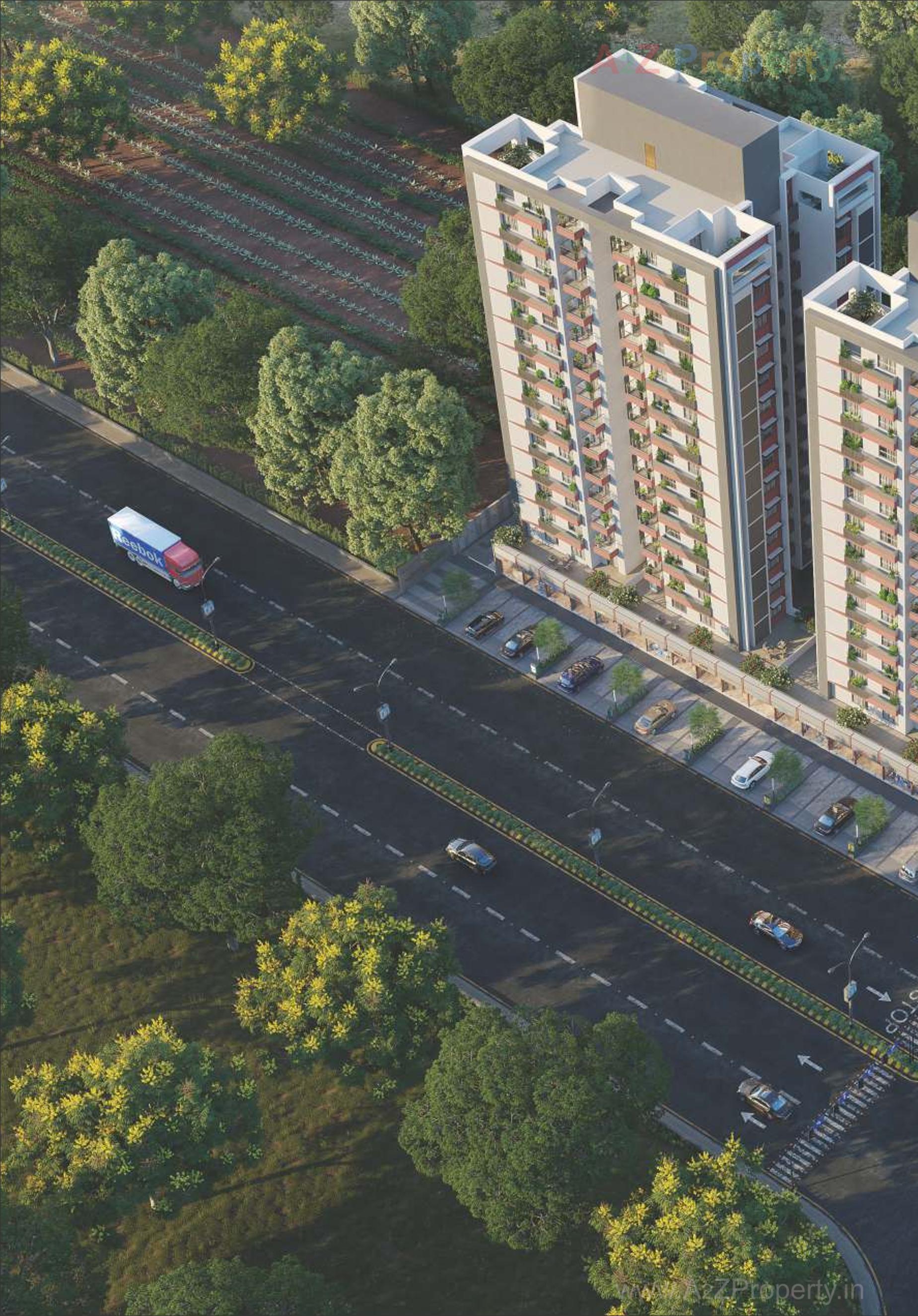 3D Elevation of real estate project Woods Ville located at Sargasan, Gandhinagar, Gujarat