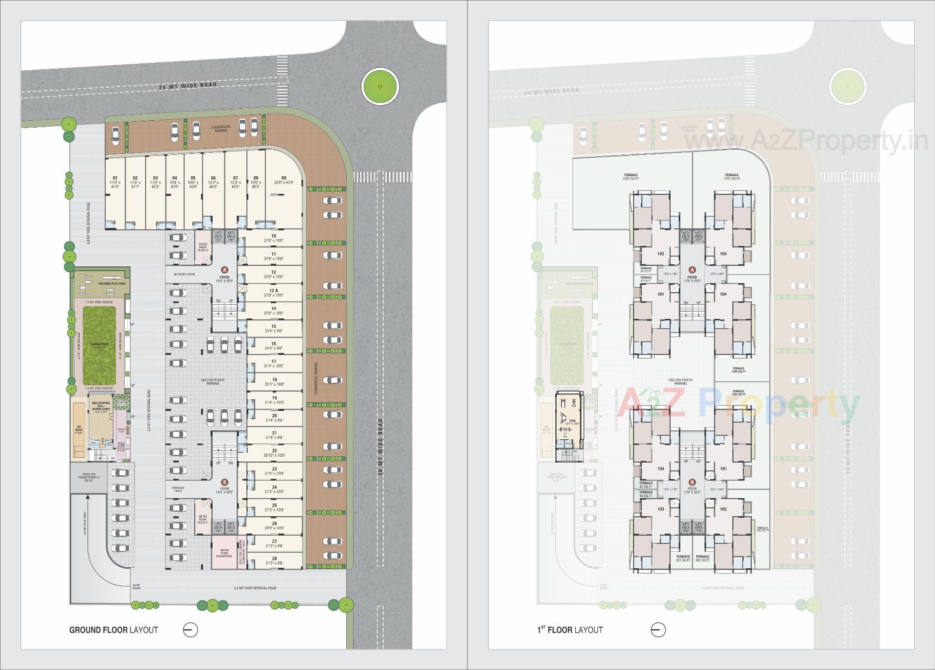 Layout of real estate project Woods Ville located at Sargasan, Gandhinagar, Gujarat