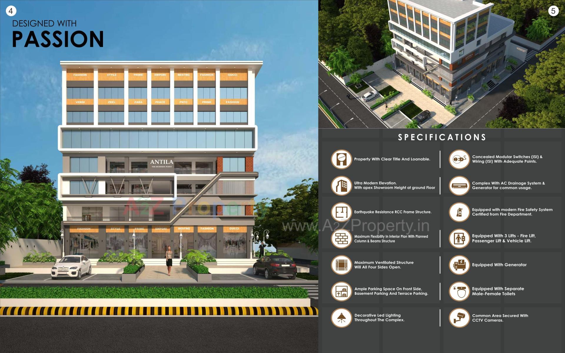 3D Elevation of real estate project Antila The Business Point located at -, Jamnagar, Gujarat