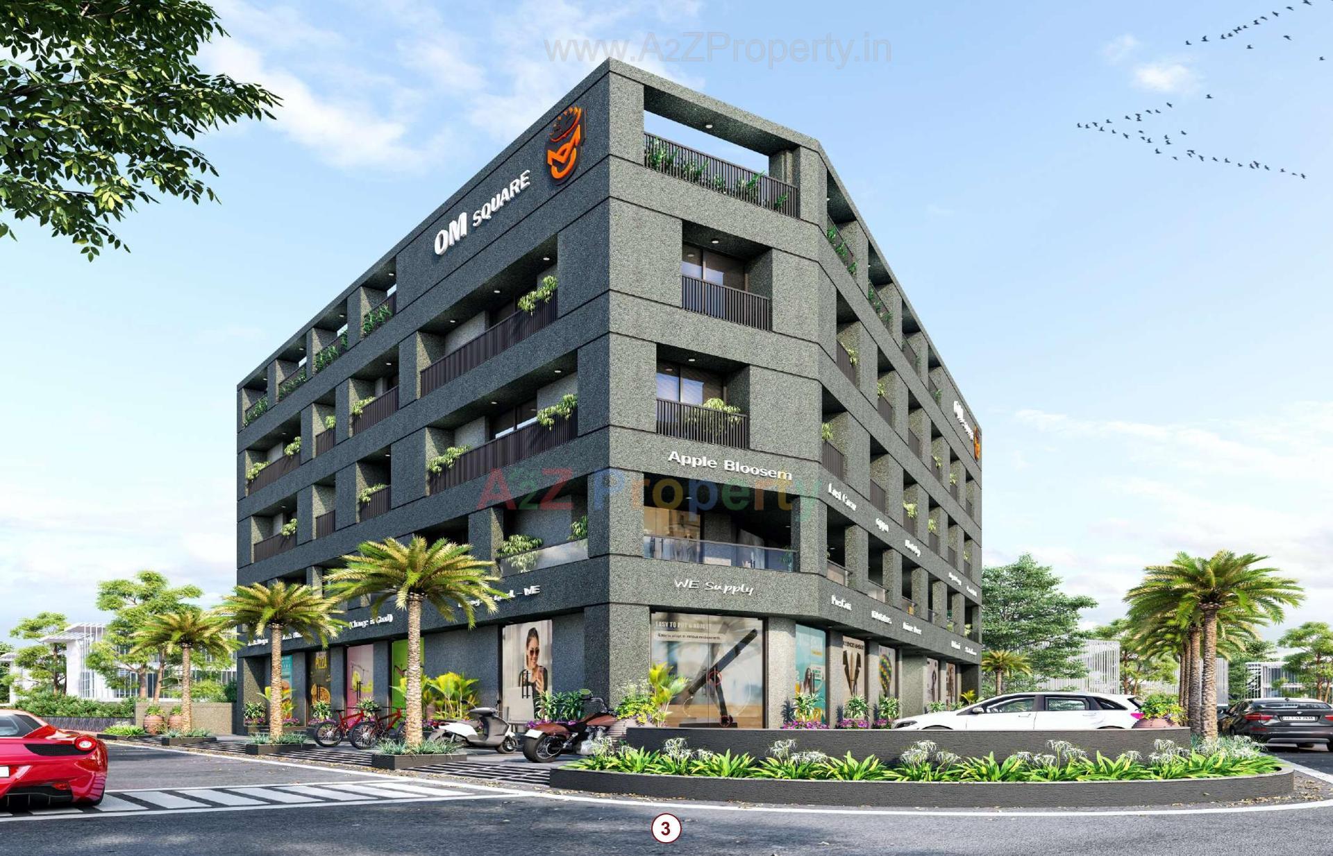 3D Elevation of real estate project Om Square located at Jamnagar, Jamnagar, Gujarat