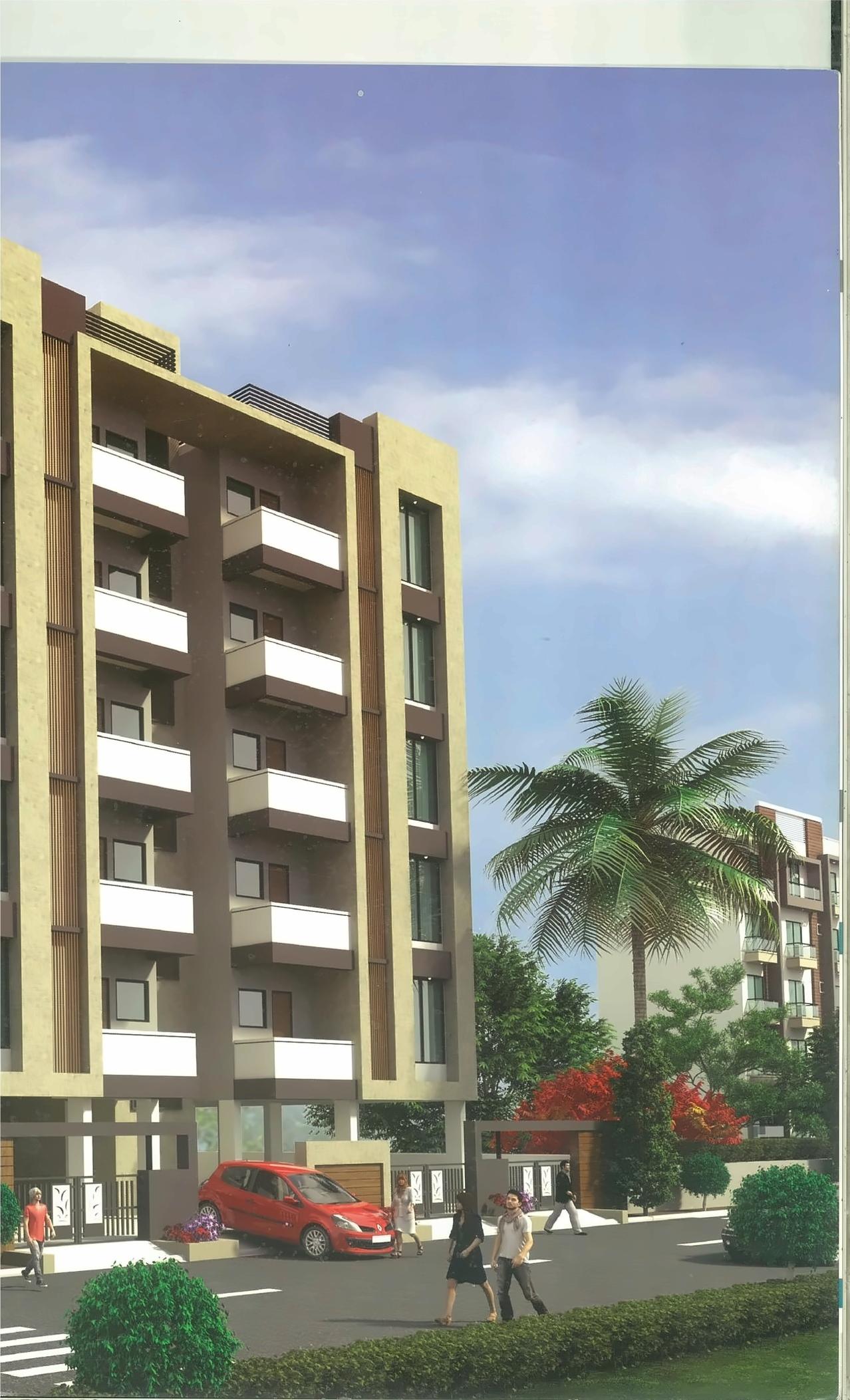 3D Elevation of real estate project Pushpak Apartment located at Jamnagar, Jamnagar, Gujarat