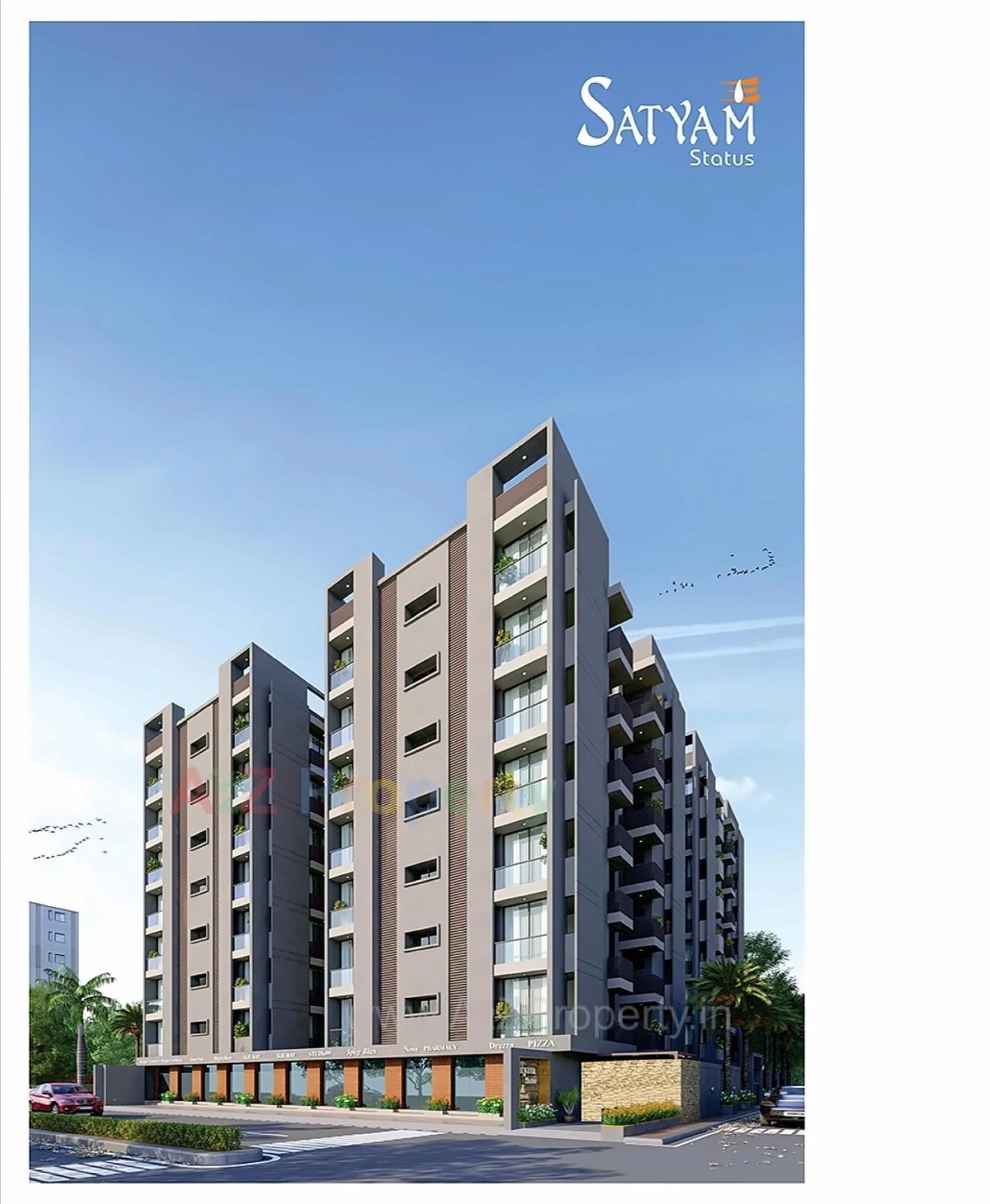 3D Elevation of real estate project Satyam Status located at Vibhapar, Jamnagar, Gujarat