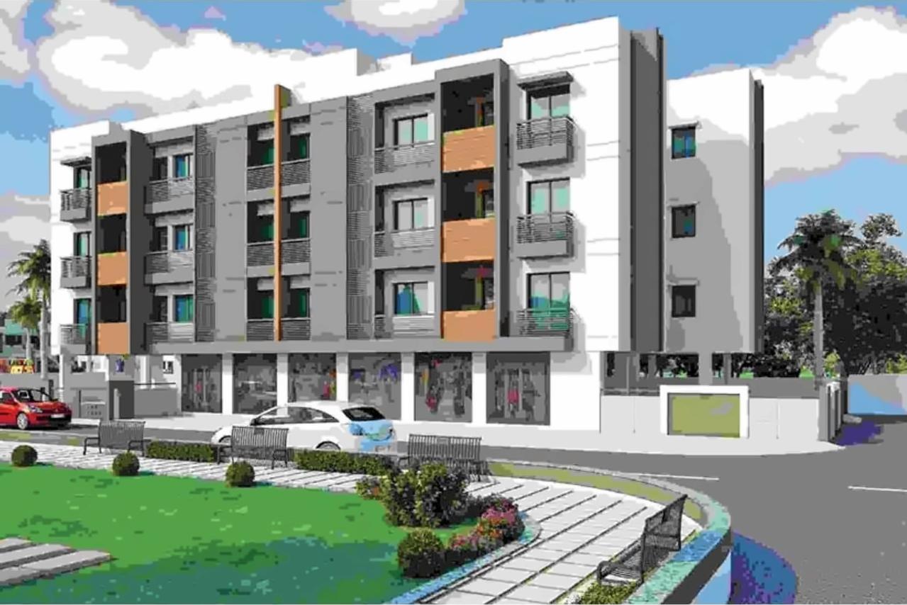 3D Elevation of real estate project Shyam Vatika Residency () located at Kalavad, Jamnagar, Gujarat