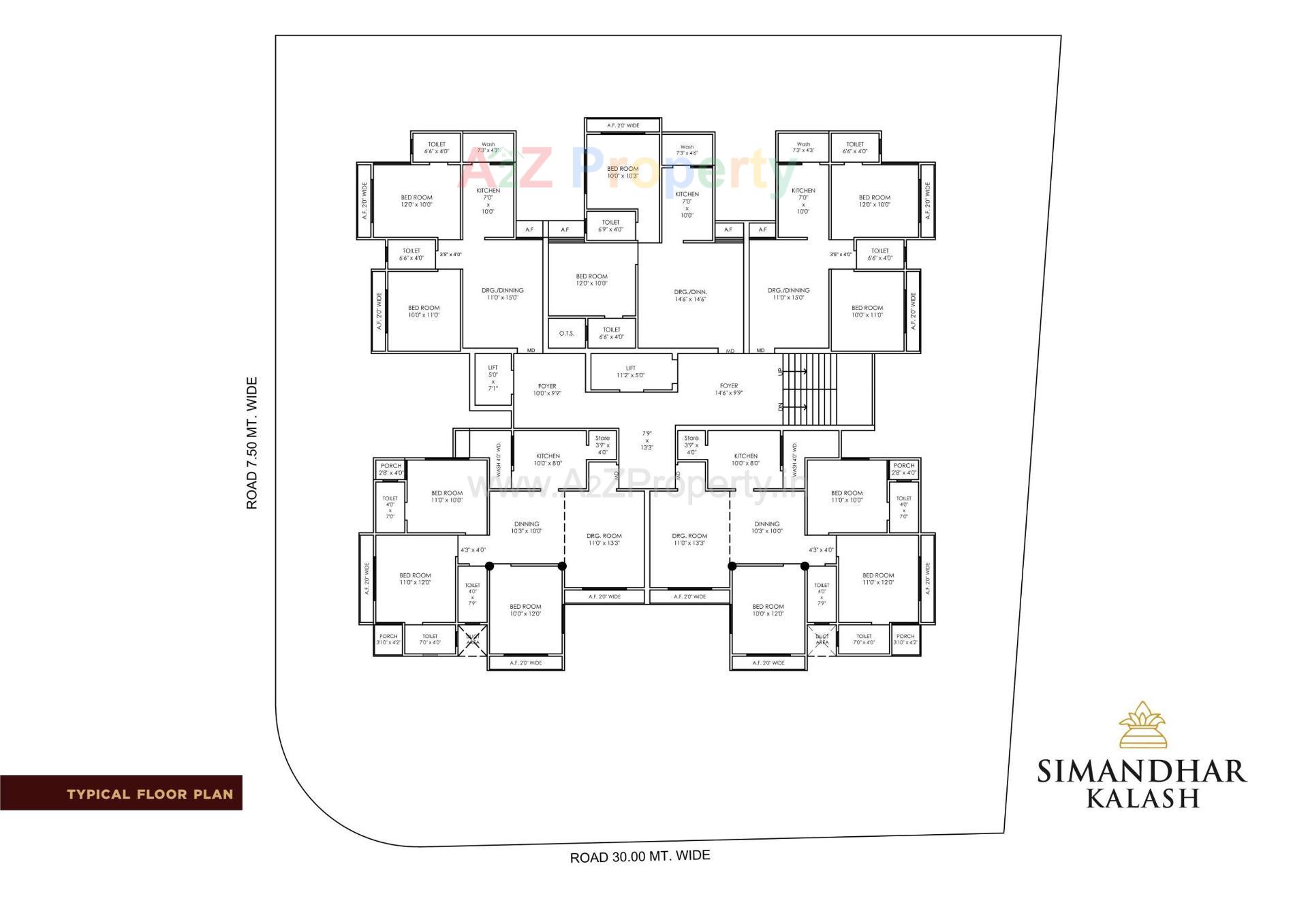 Layout of real estate project Simandhar Kalash located at Jamnagar, Jamnagar, Gujarat
