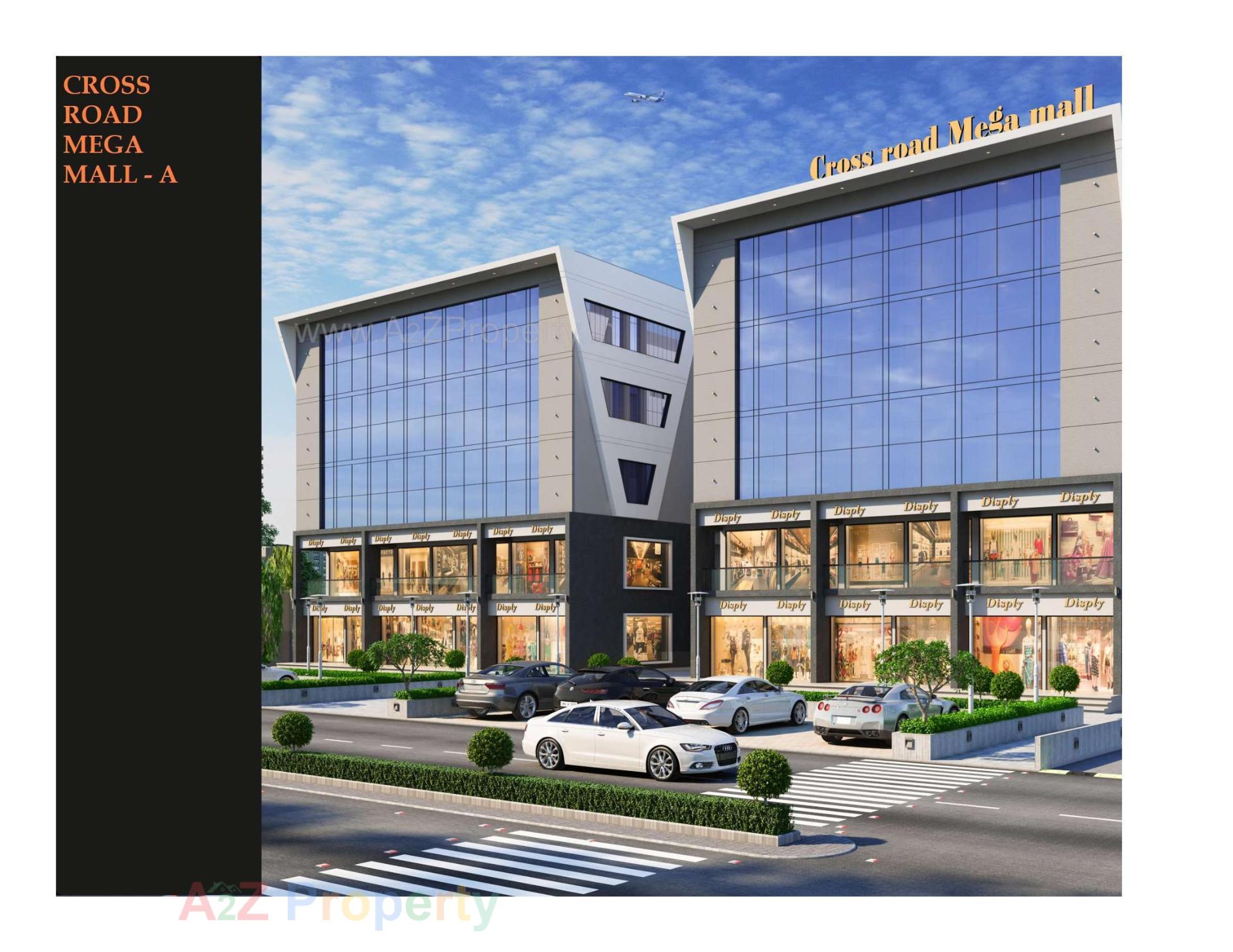 3D Elevation of real estate project Cross Road Mega Mall located at Timbawadi, Junagadh, Gujarat