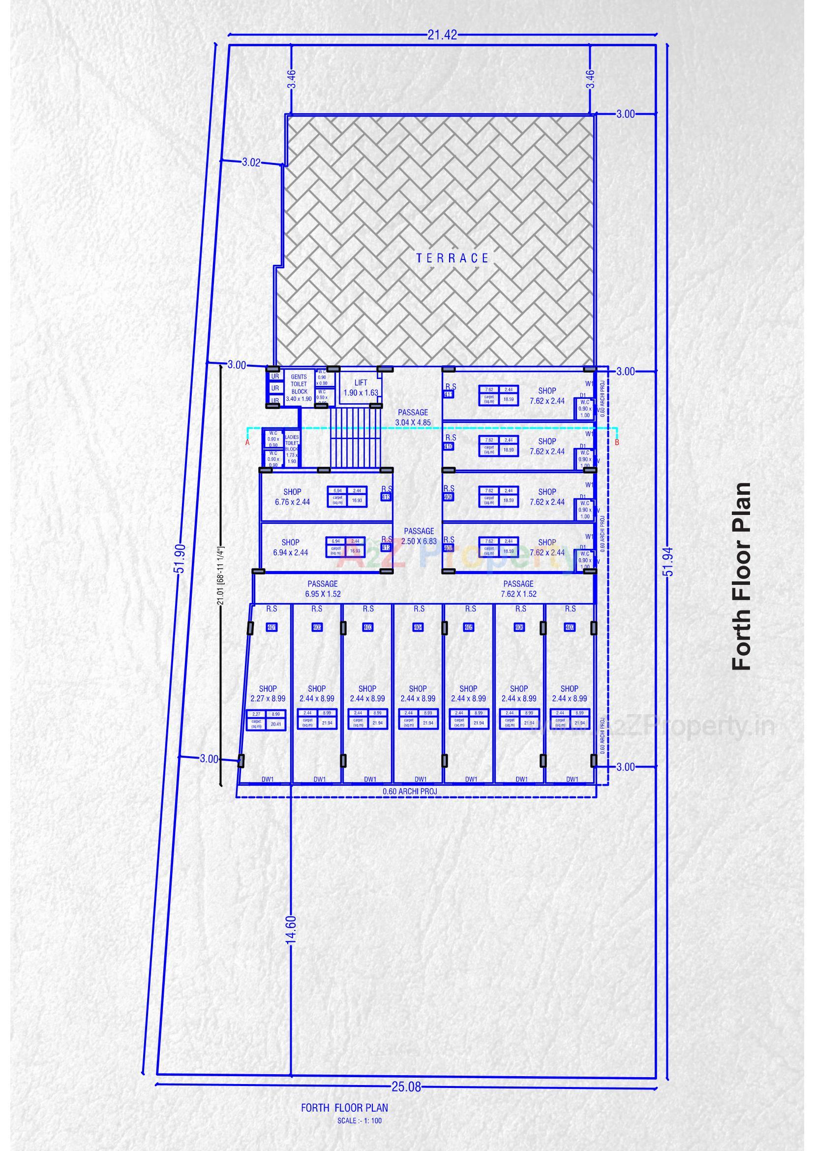 Layout of real estate project Cross Road Mega Mall located at Timbawadi, Junagadh, Gujarat