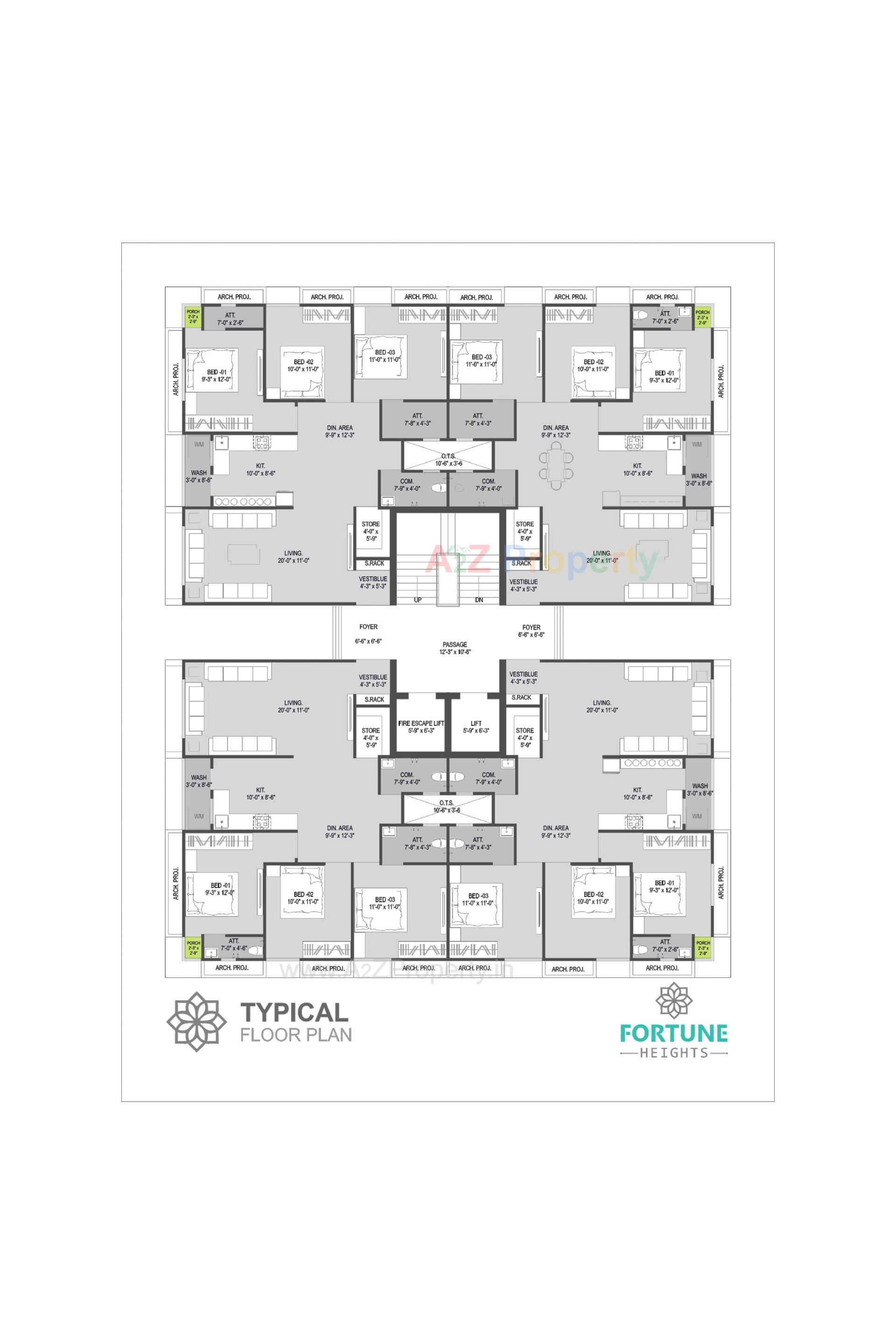 Layout of real estate project Fortune Heights located at Timbavadi, Junagadh, Gujarat