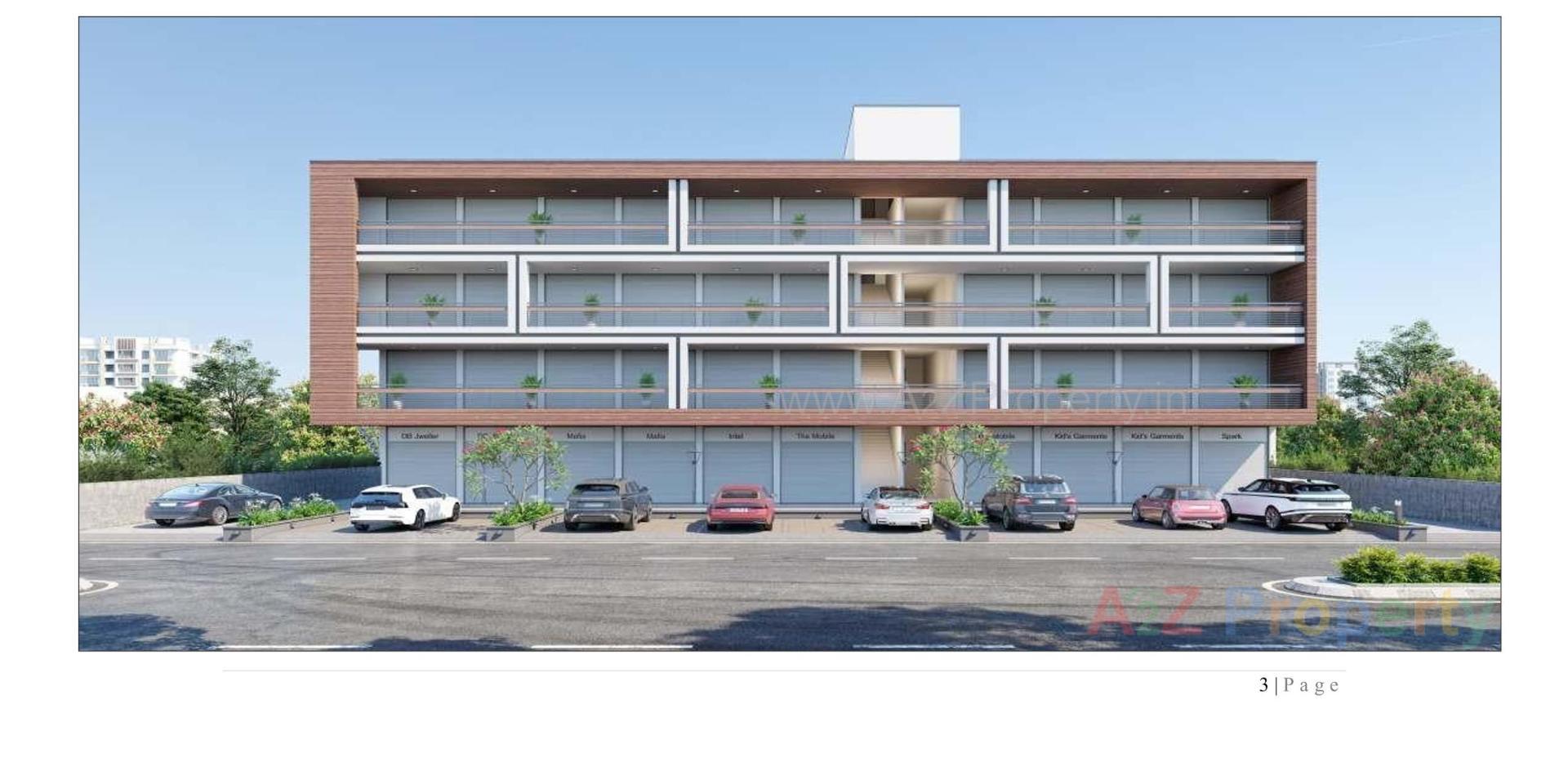 3D Elevation of real estate project Ishaan Plaza located at Timbavadi, Junagadh, Gujarat