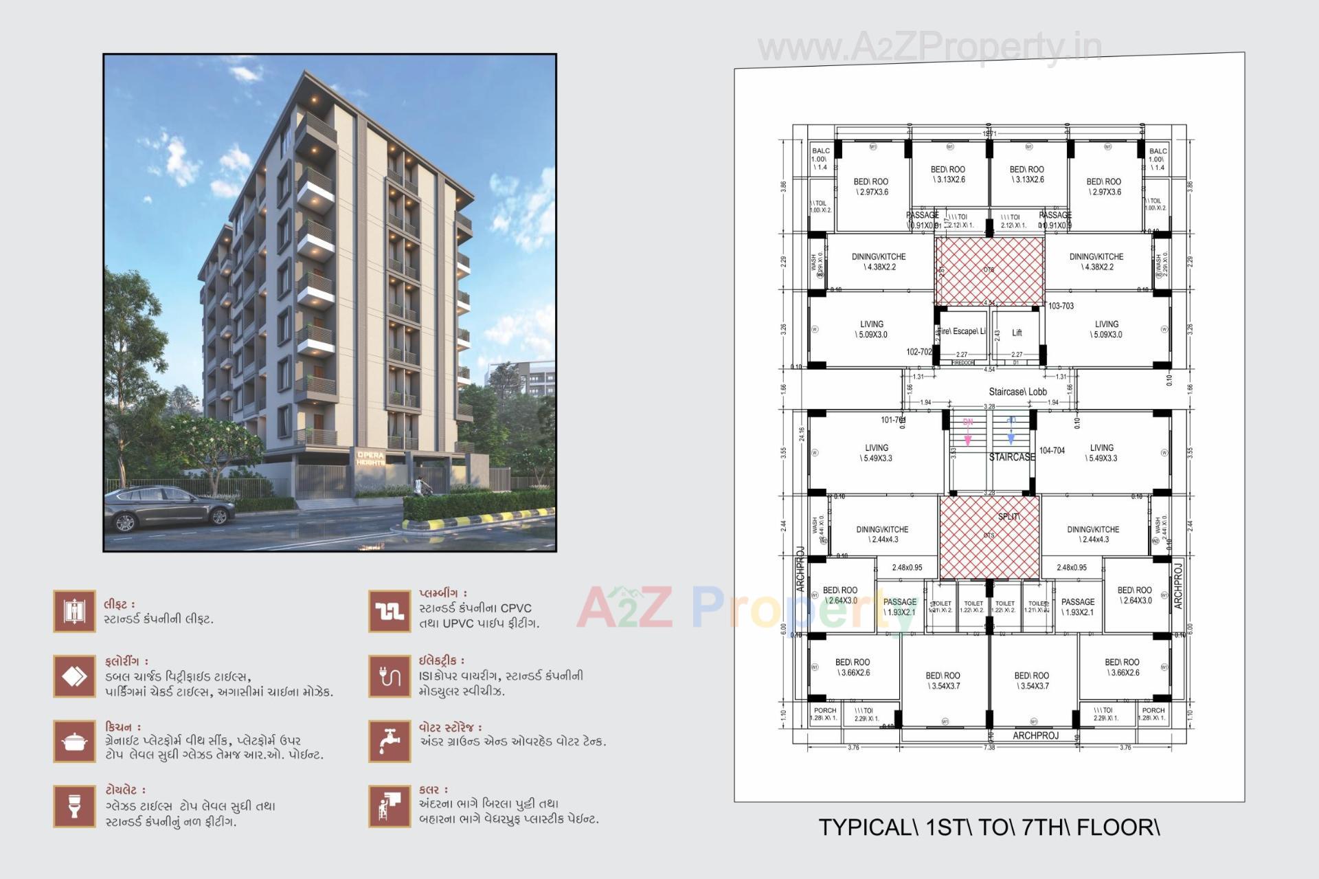 Layout of real estate project Opera Heights located at Timbawadi, Junagadh, Gujarat