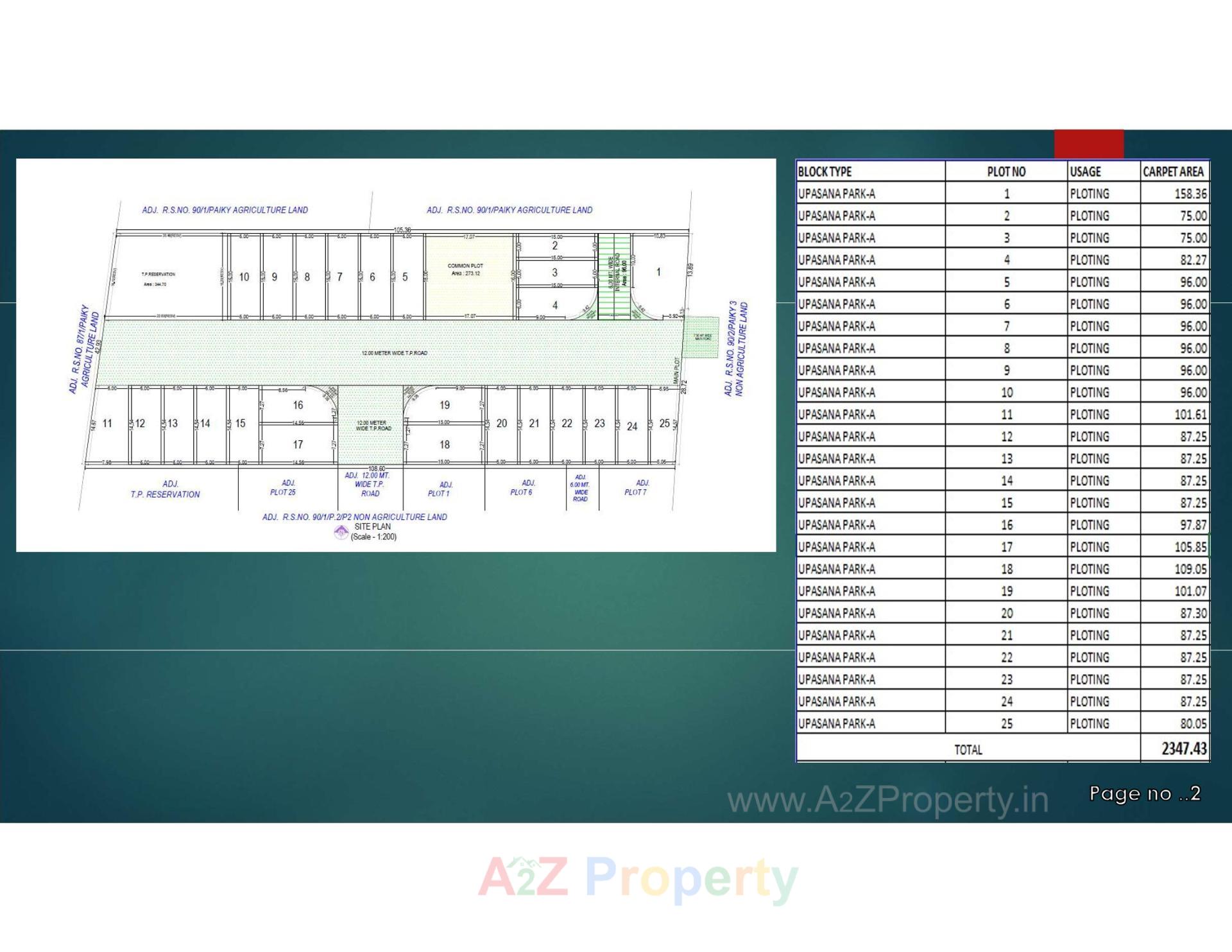 Layout of real estate project Upasana Park located at Zanzarda, Junagadh, Gujarat