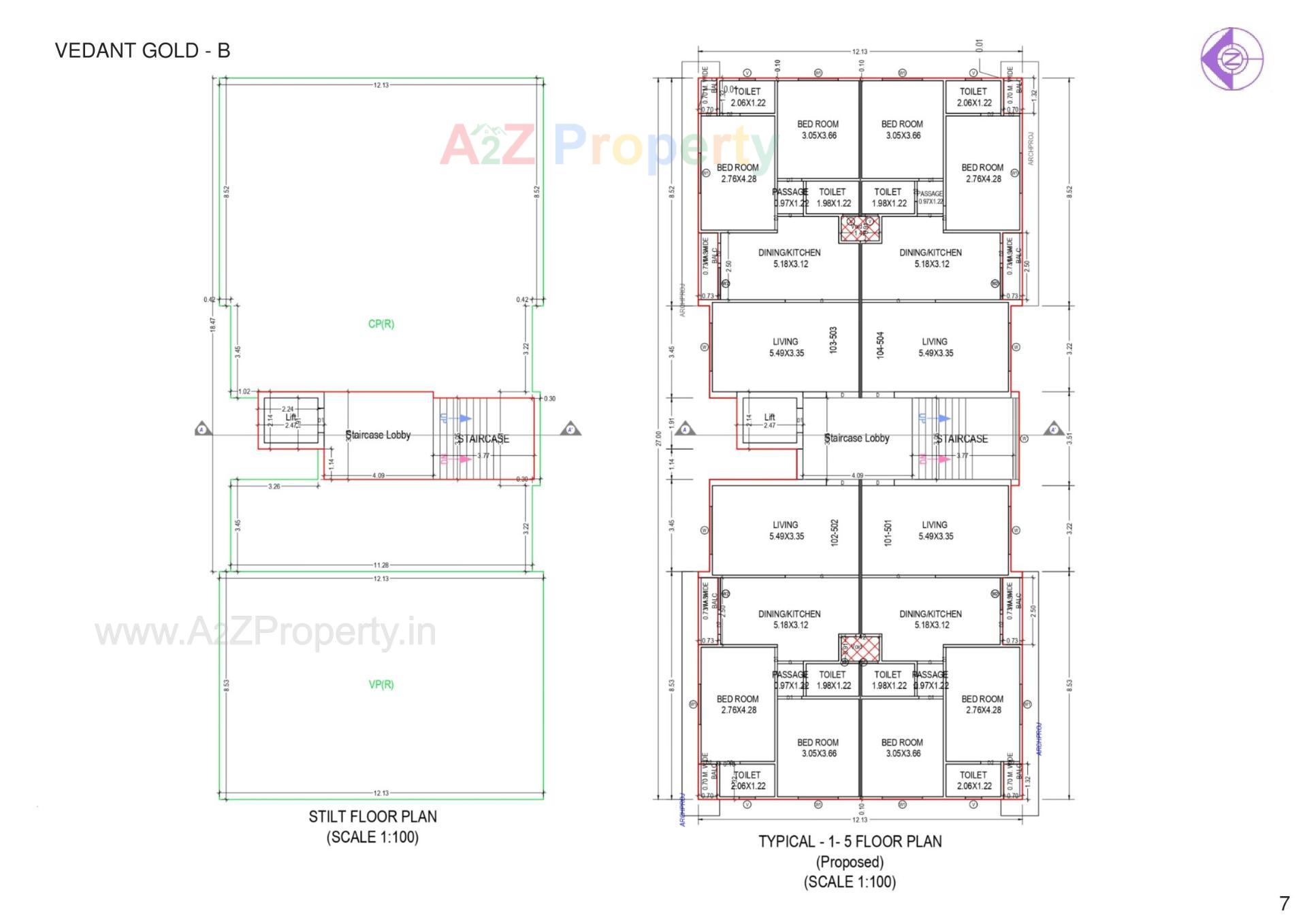 Layout of real estate project Vedant Apartments located at Zanzarda, Junagadh, Gujarat