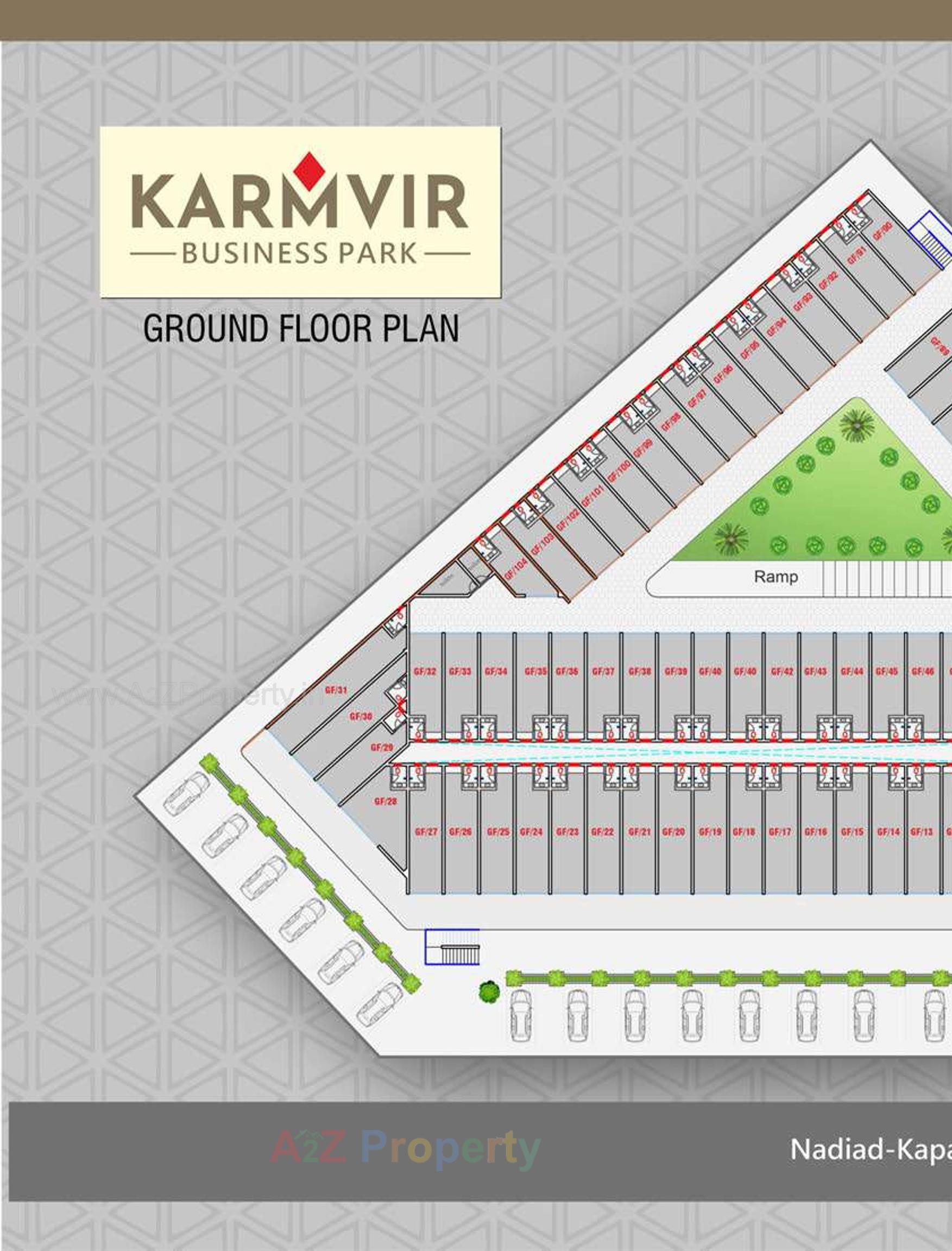 Layout of real estate project Karmvir Business Park located at Nadiad, Kheda, Gujarat