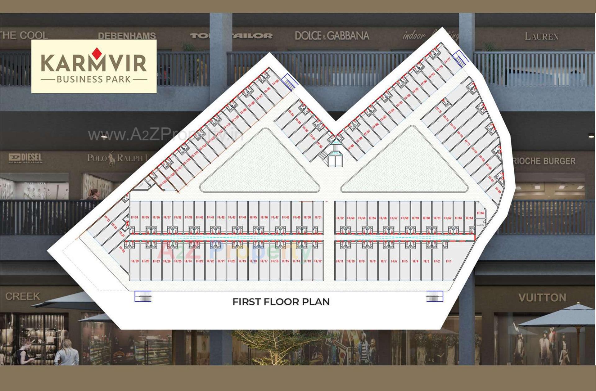 Layout of real estate project Karmvir Business Park located at Nadiad, Kheda, Gujarat