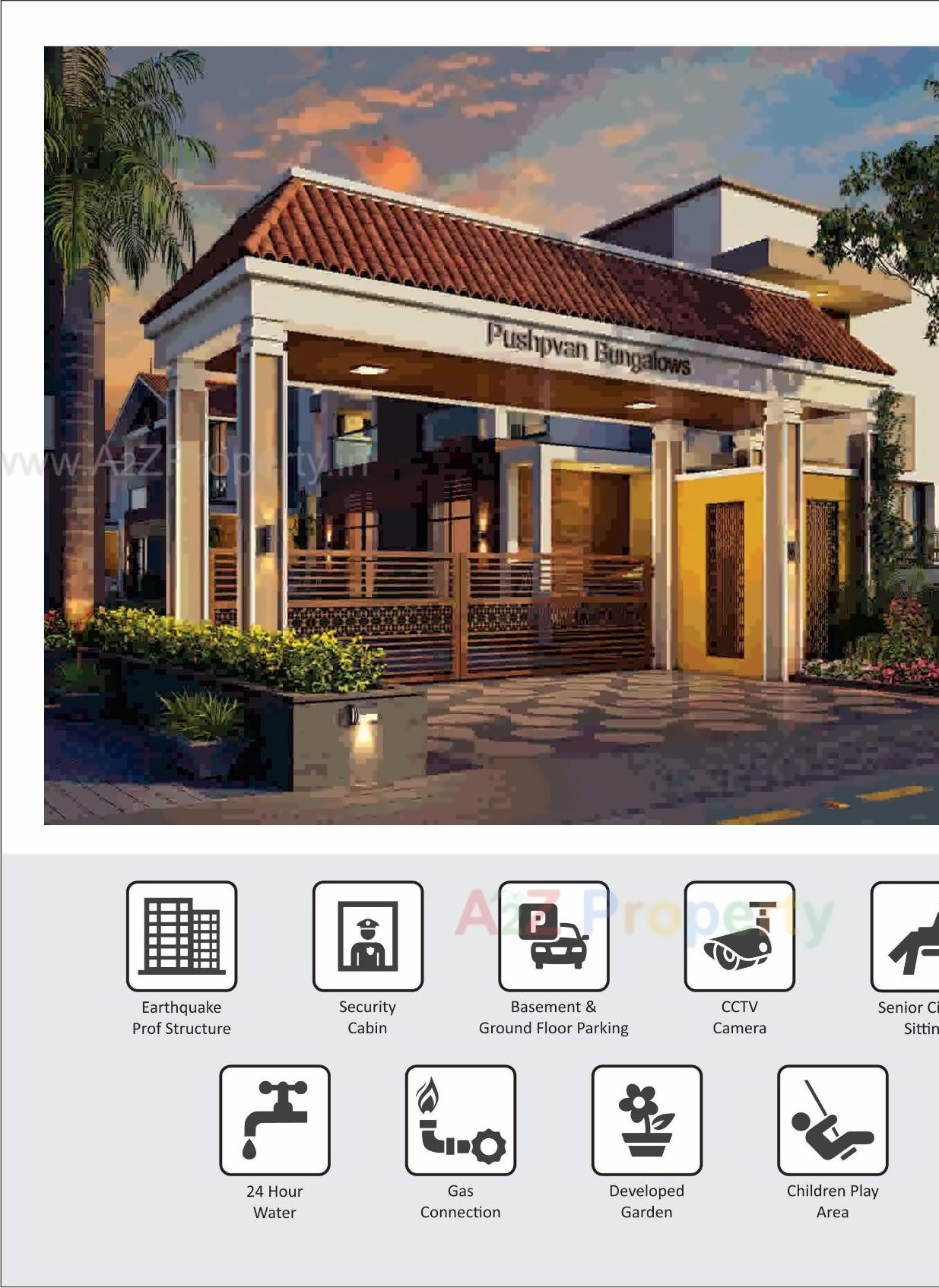 3D Elevation of real estate project Pushpvan Bunglows   Arcade located at Mahemdavad, Kheda, Gujarat