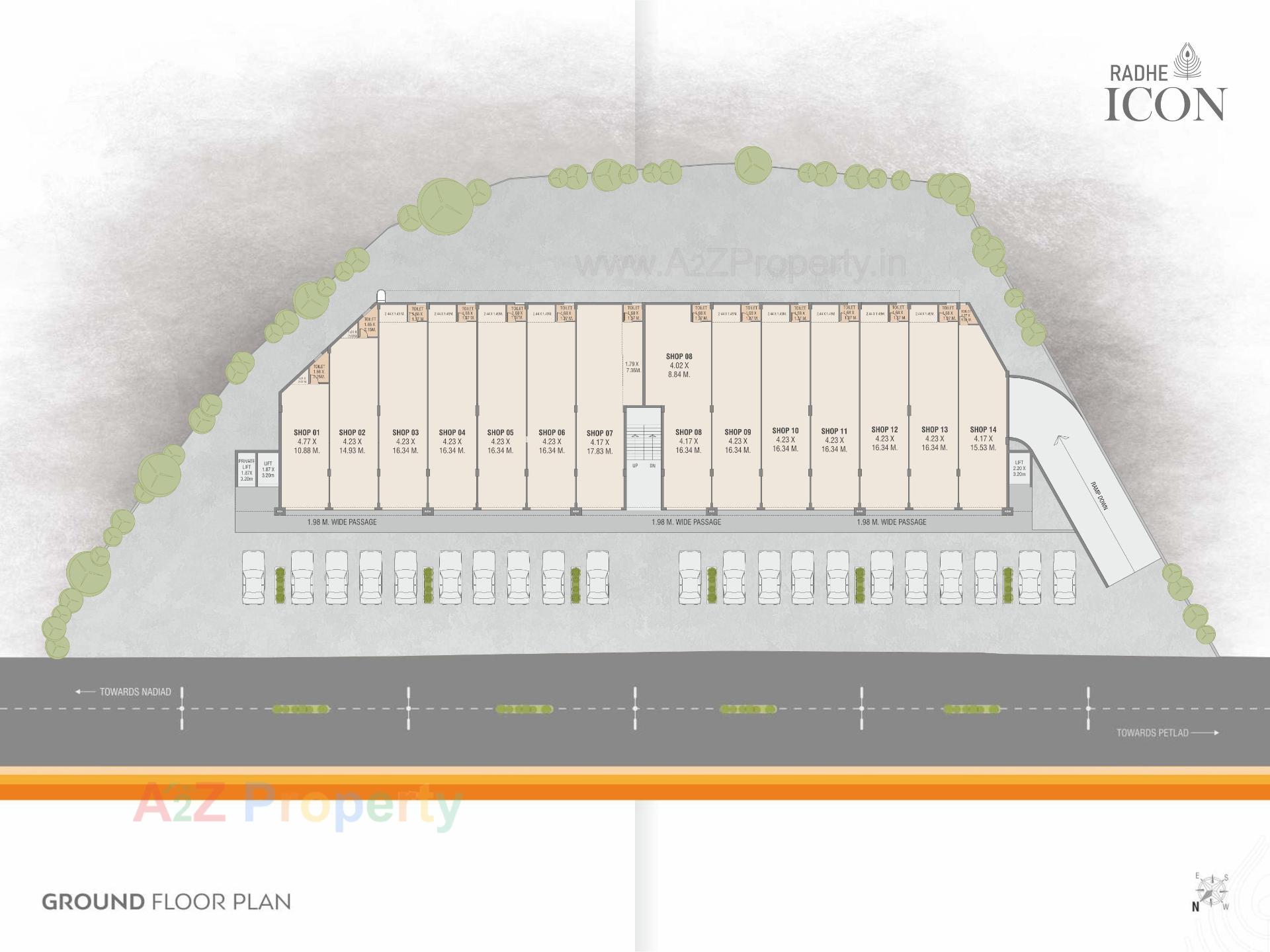 Layout of real estate project Radhe Icon located at Nadiad, Kheda, Gujarat