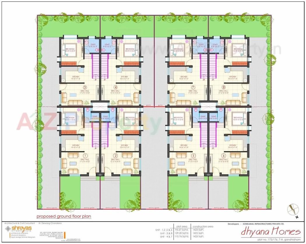 Layout of real estate project Dhyana Homes located at Gandhidham, Kutch, Gujarat