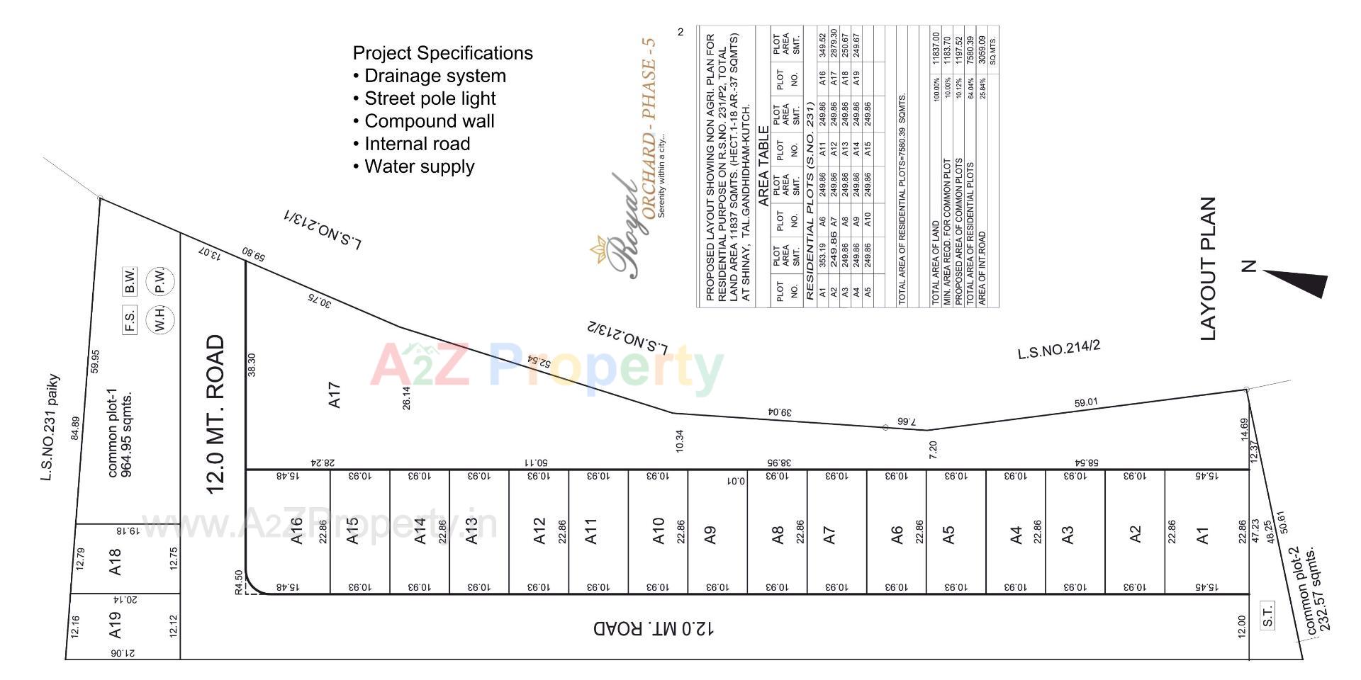 Layout of real estate project Royal Orchard Pahse located at Shinai, Kutch, Gujarat