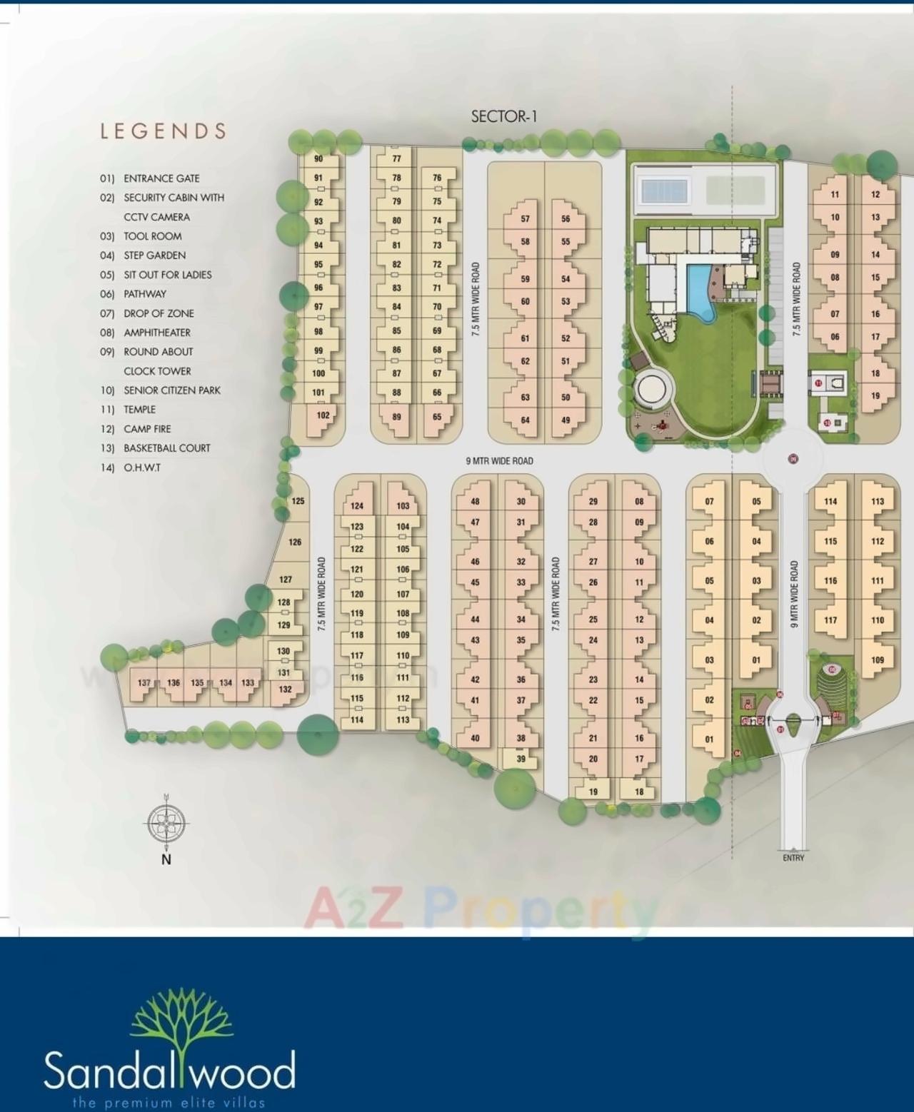 Layout of real estate project Sandalwood Villa located at Mirzapar, Kutch, Gujarat
