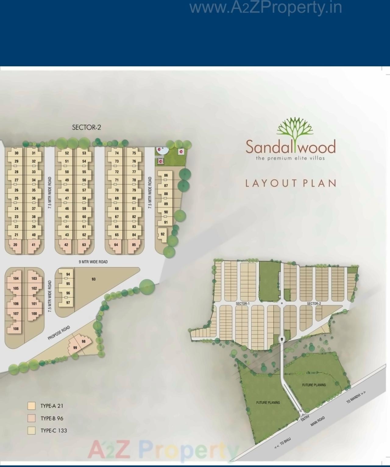 Layout of real estate project Sandalwood Villa located at Mirzapar, Kutch, Gujarat
