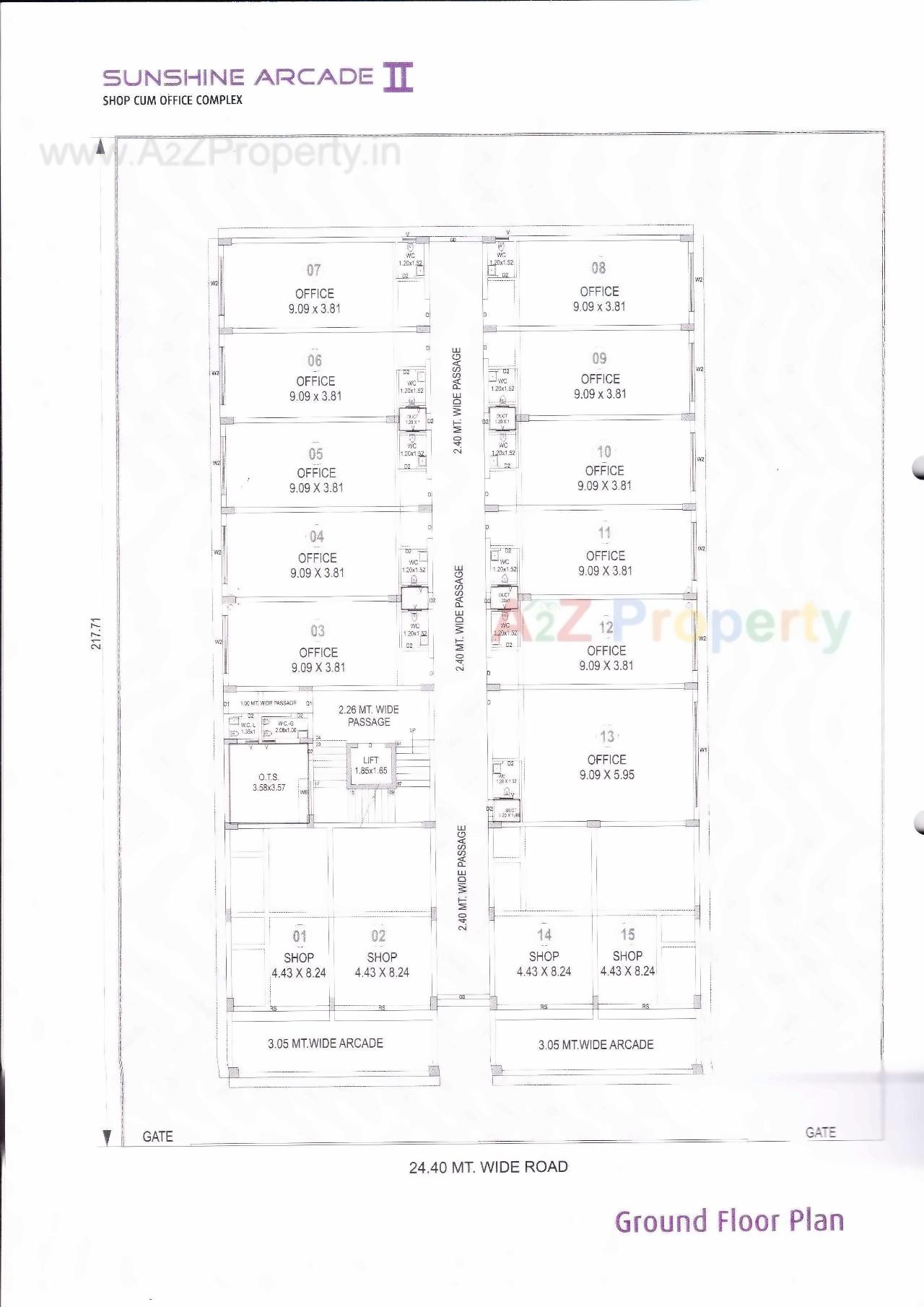 Layout of real estate project Sunshine Arcade Ii located at Gandhidham, Kutch, Gujarat