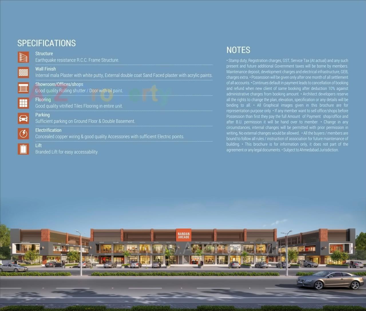 3D Elevation of real estate project Nandan Arcade located at Lunavada, Mahisagar, Gujarat