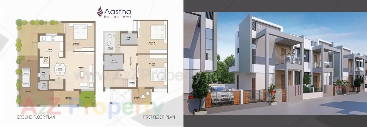 Layout of real estate project Aastha Bungalows located at Kadi, Mehsana, Gujarat