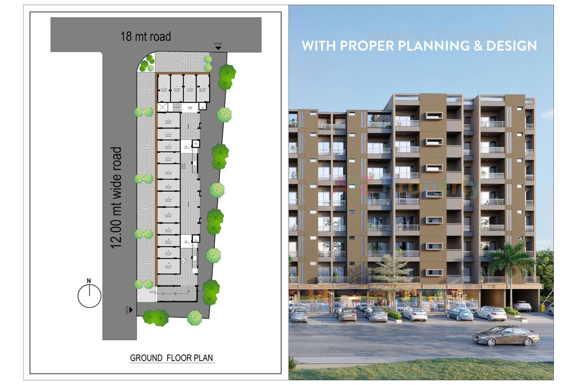 3D Elevation of real estate project Apple Door Apartment located at Nagalpur, Mehsana, Gujarat