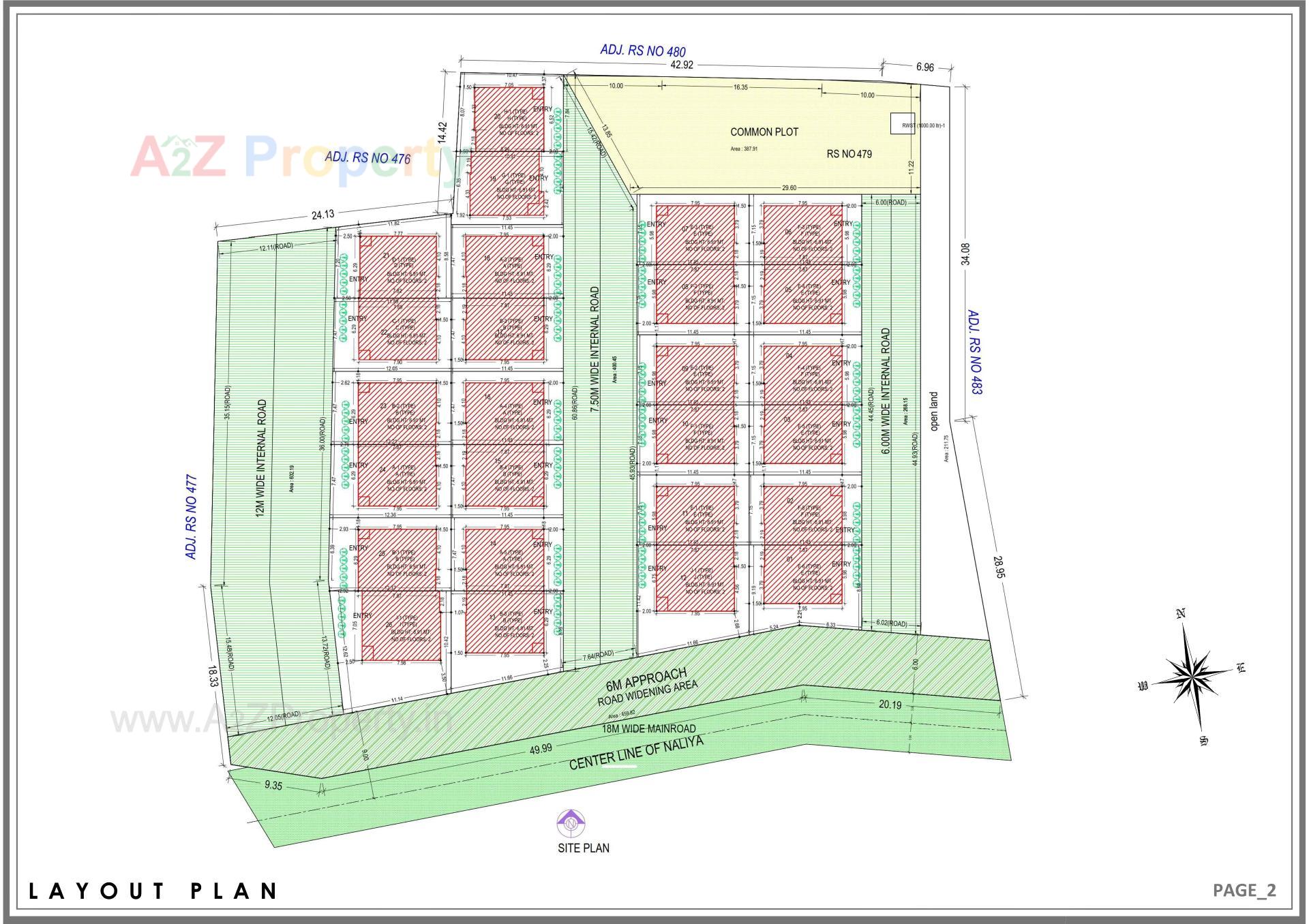 Layout of real estate project Bajrang Homes located at Kadi, Mehsana, Gujarat