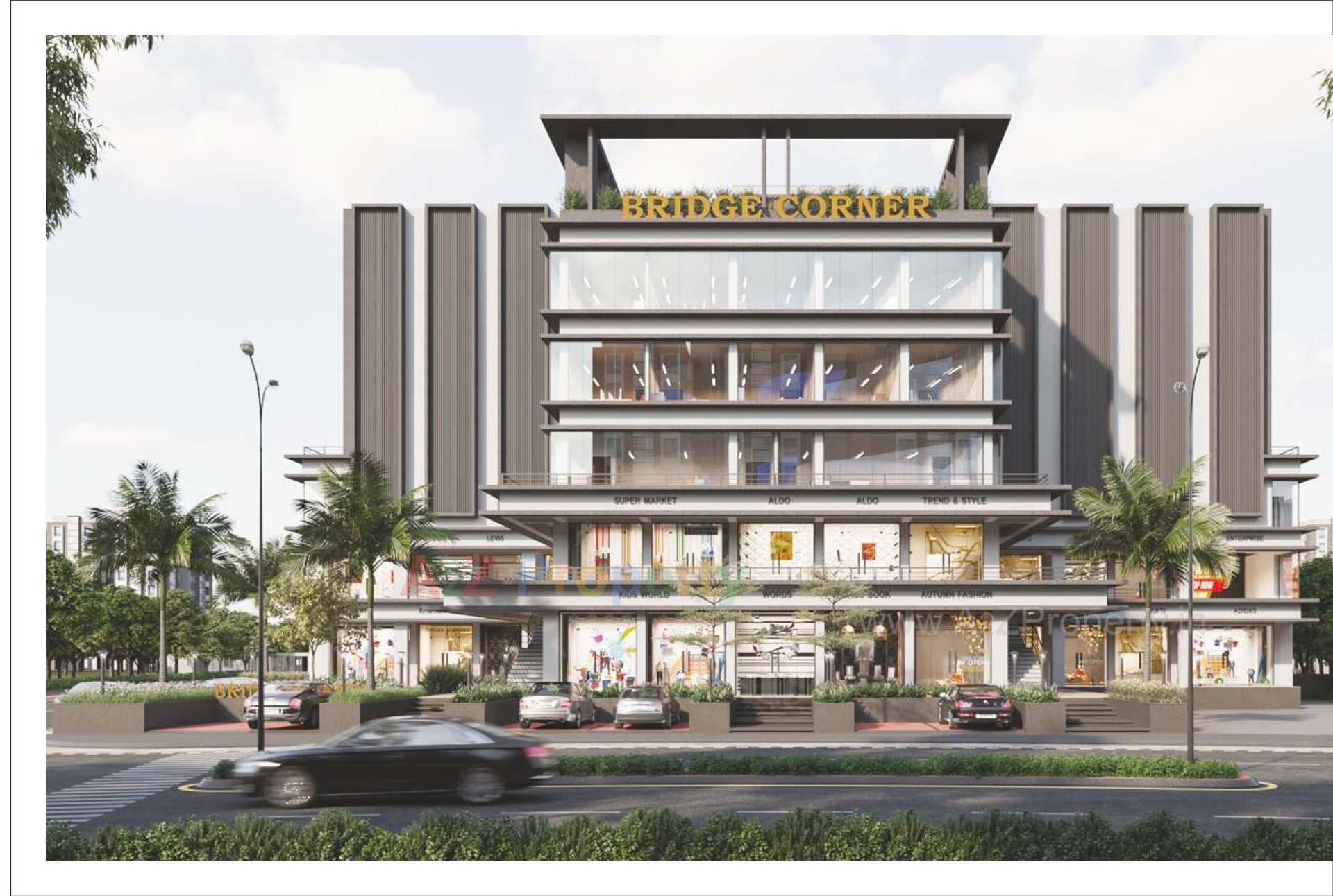 3D Elevation of real estate project Bridge Corner located at Kadi, Mehsana, Gujarat