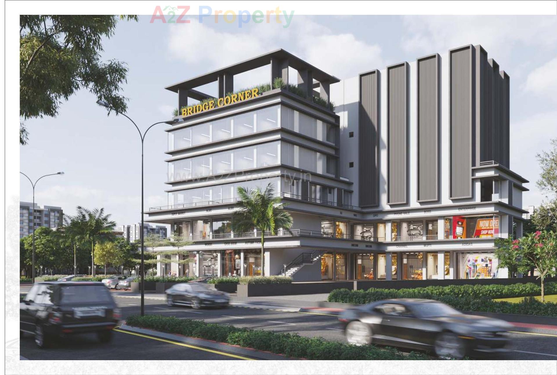 3D Elevation of real estate project Bridge Corner located at Kadi, Mehsana, Gujarat