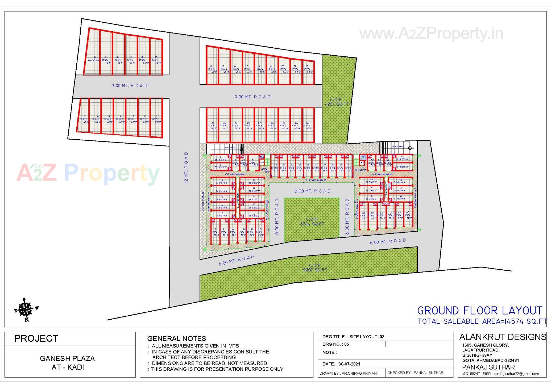 Layout of real estate project Ganesh Plaza located at Kadi, Mehsana, Gujarat