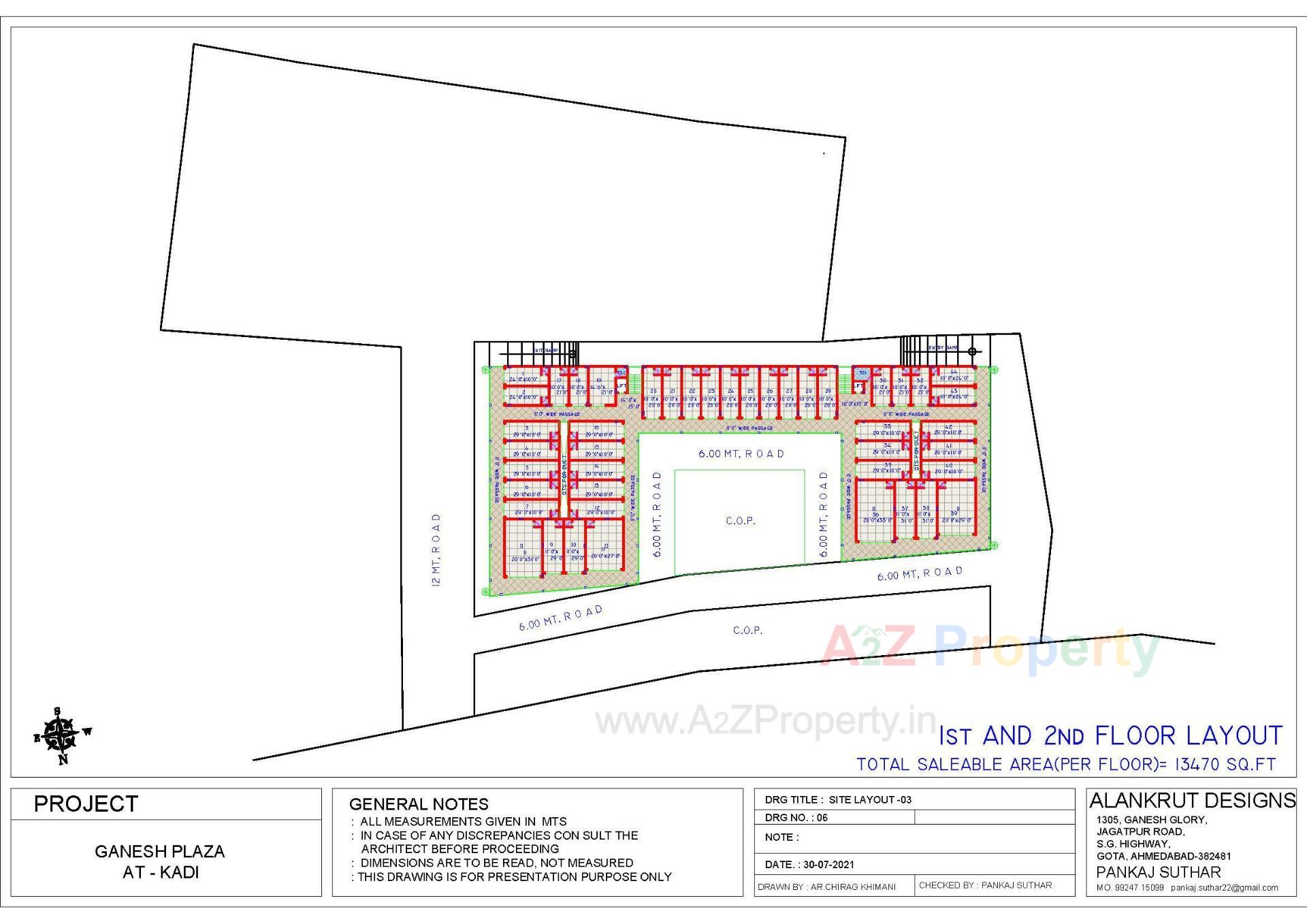Layout of real estate project Ganesh Plaza located at Kadi, Mehsana, Gujarat