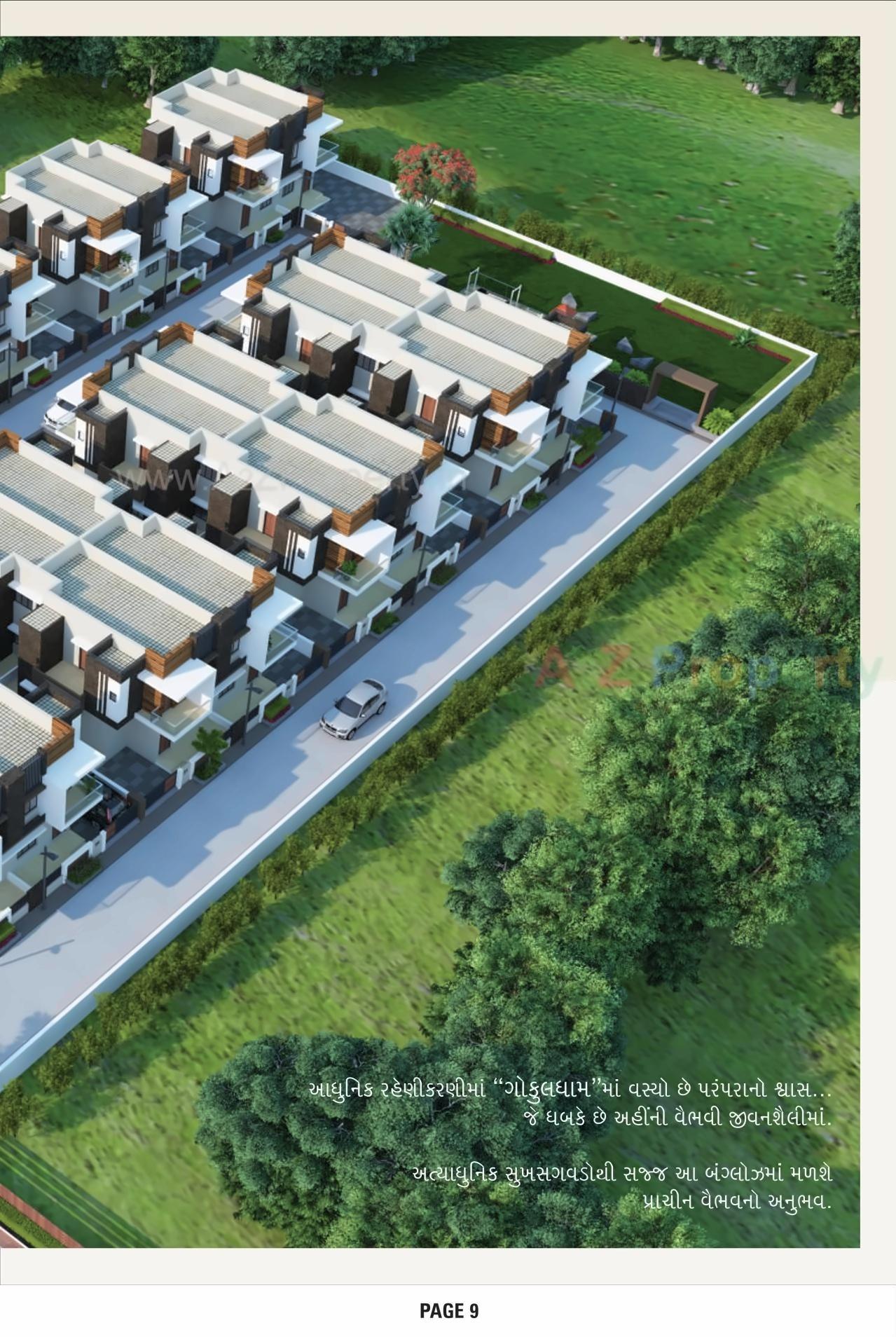 3D Elevation of real estate project Gokuldham Bungalows located at Mehsana, Mehsana, Gujarat