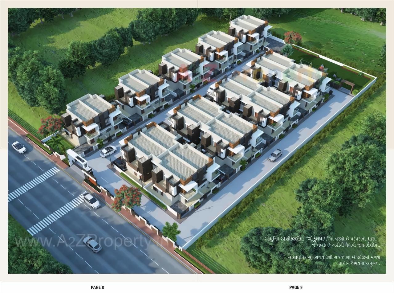 3D Elevation of real estate project Gokuldham Bungalows located at Mehsana, Mehsana, Gujarat