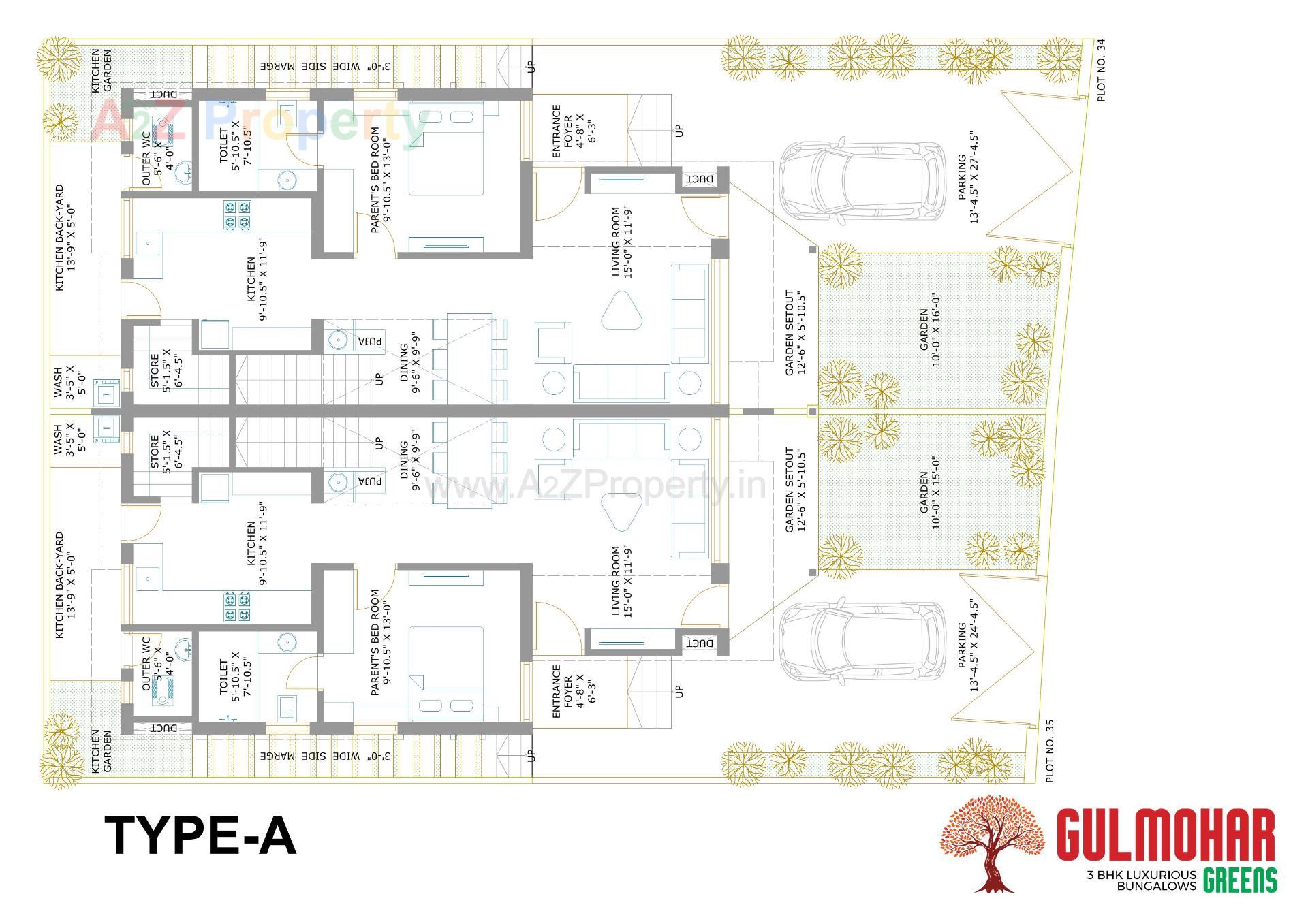 Layout of real estate project Gulmohar Greens located at Kadi, Mehsana, Gujarat
