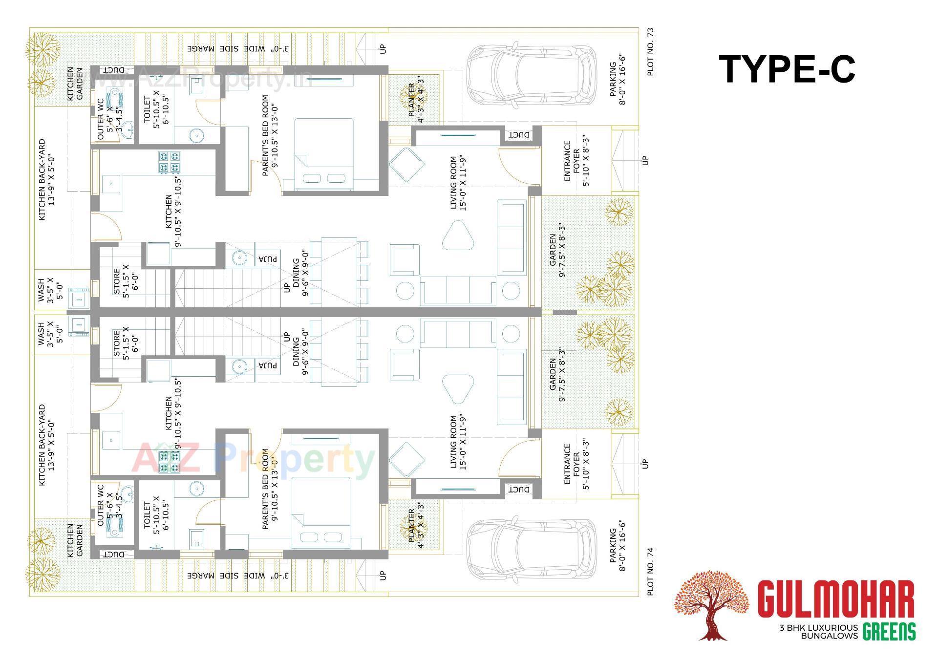 Layout of real estate project Gulmohar Greens located at Kadi, Mehsana, Gujarat
