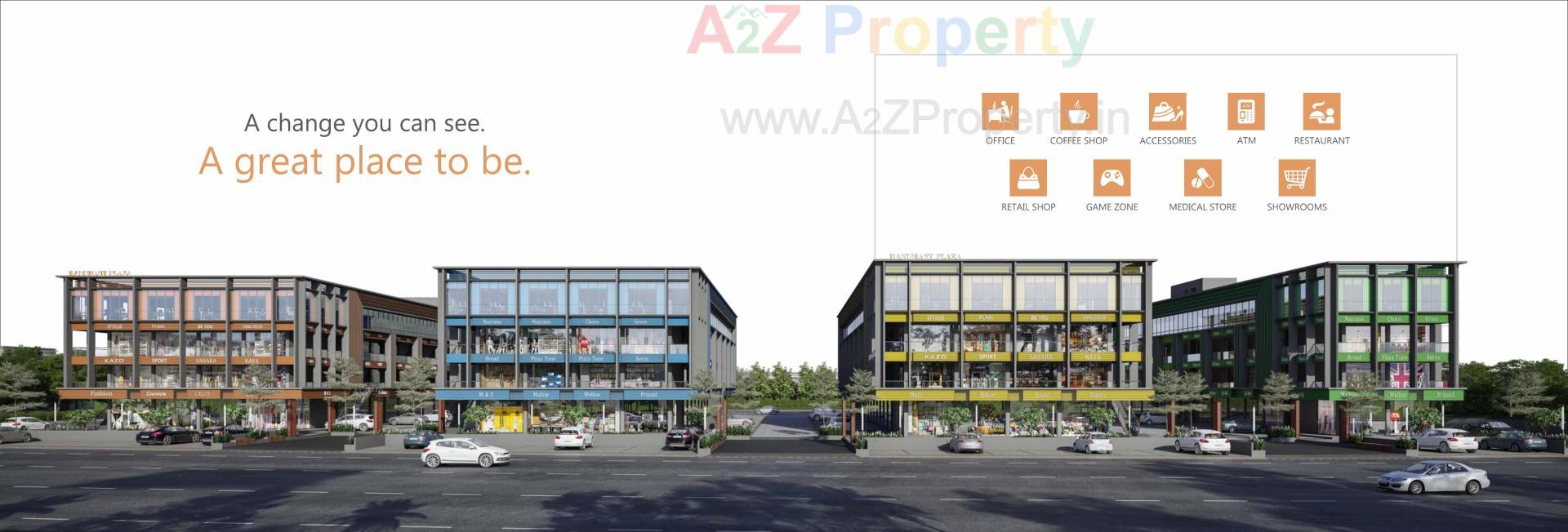 3D Elevation of real estate project Hanumant Plaza located at Kadi, Mehsana, Gujarat