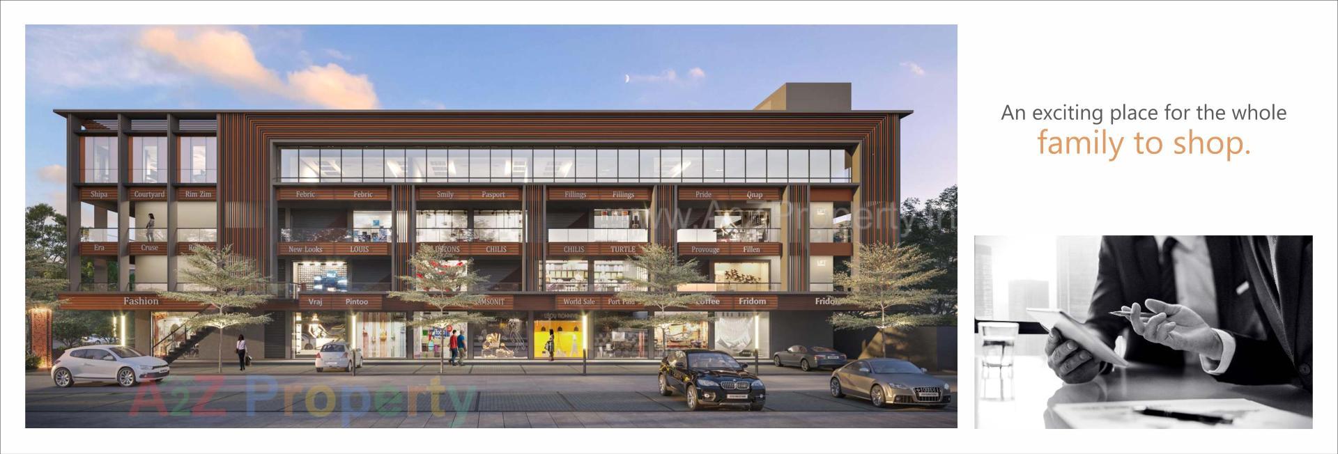 3D Elevation of real estate project Hanumant Plaza located at Kadi, Mehsana, Gujarat