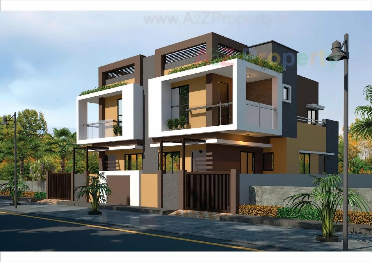 3D Elevation of real estate project Harsiddhi Bunglows located at Mehsana, Mehsana, Gujarat