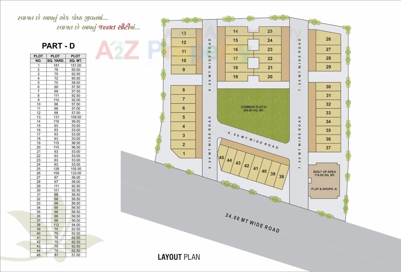 Layout of real estate project Jannat City located at Kadi, Mehsana, Gujarat