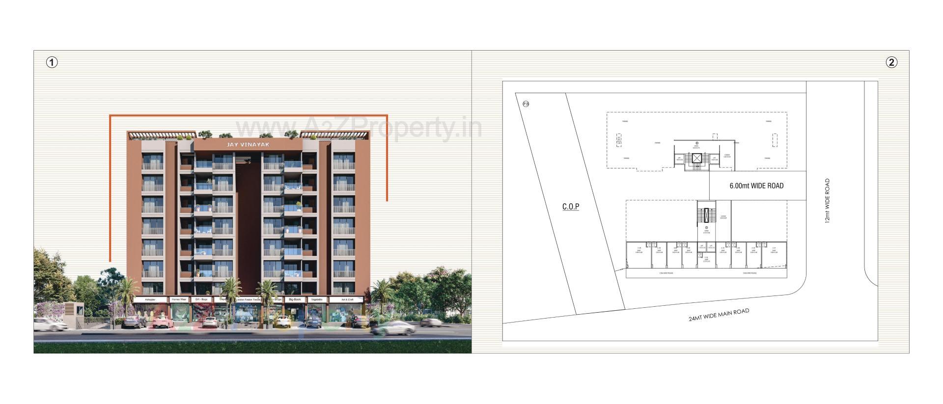 Layout of real estate project Jay Vinayak Heights One located at Kadi, Mehsana, Gujarat